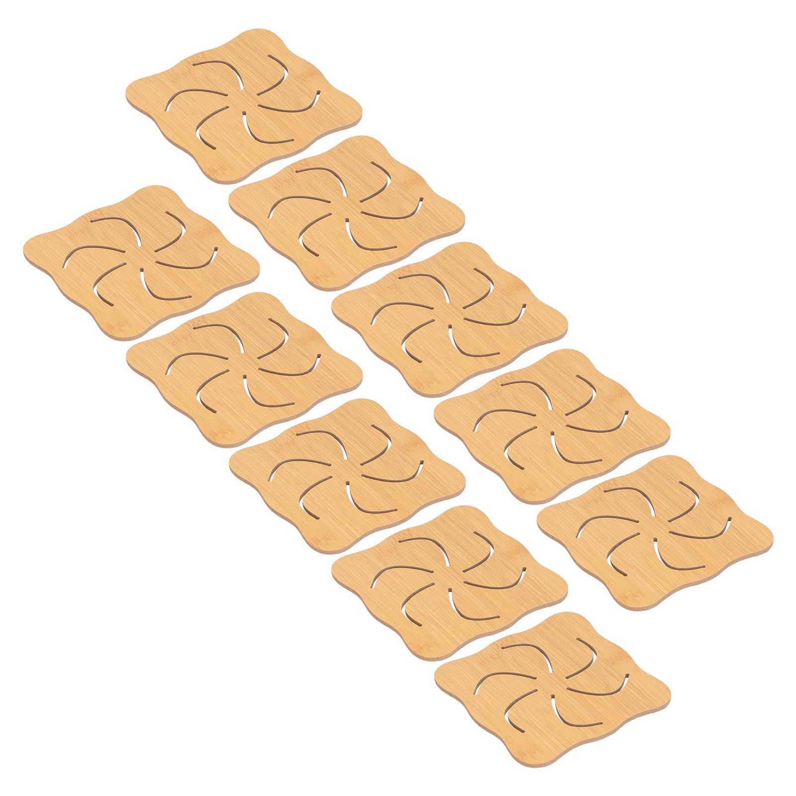 10Pcs Hollow Tablemat Imitation Bamboo Insulation AntiScalding Bowl Cup Mat view 4