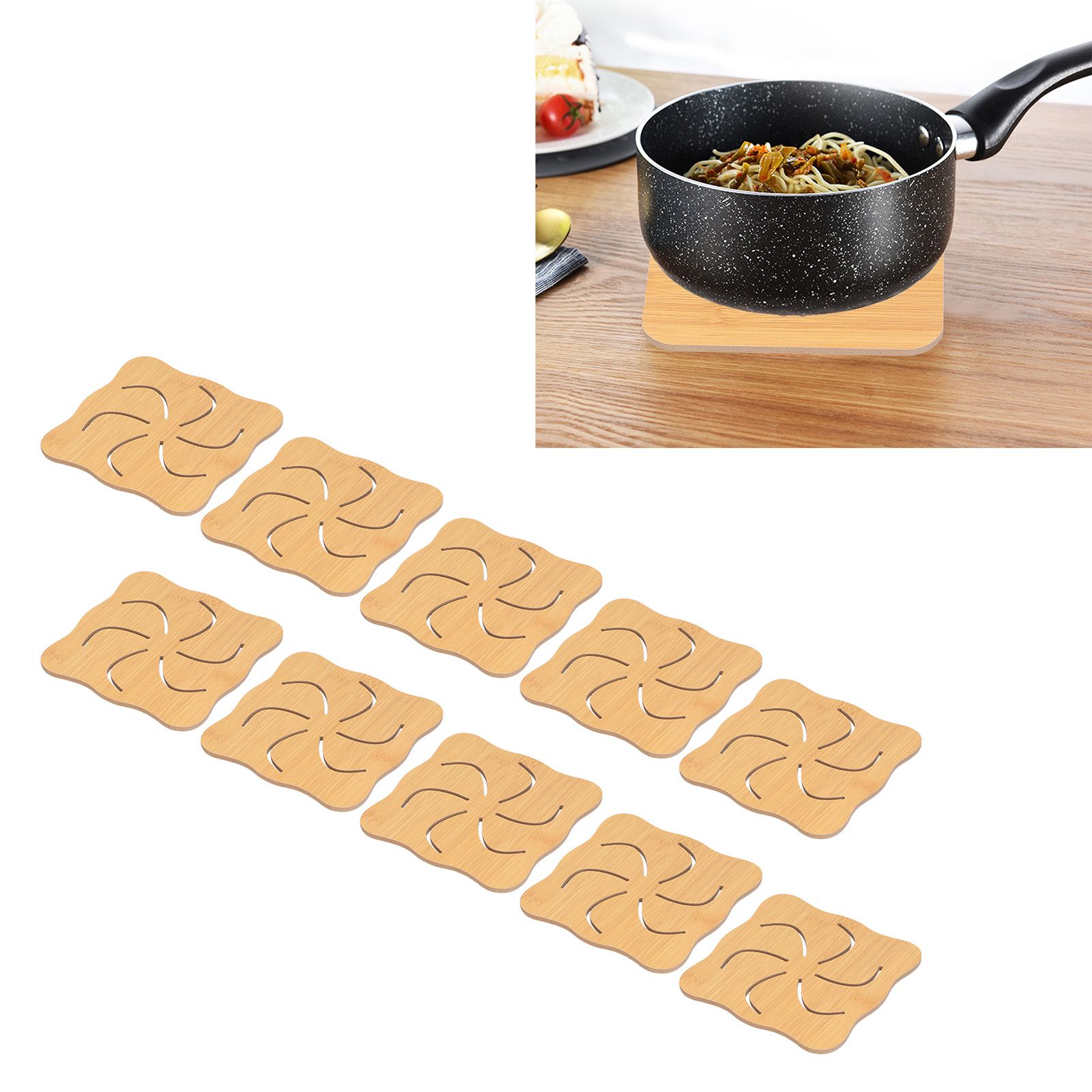 10Pcs Hollow Tablemat Imitation Bamboo Insulation AntiScalding Bowl Cup Mat view 10