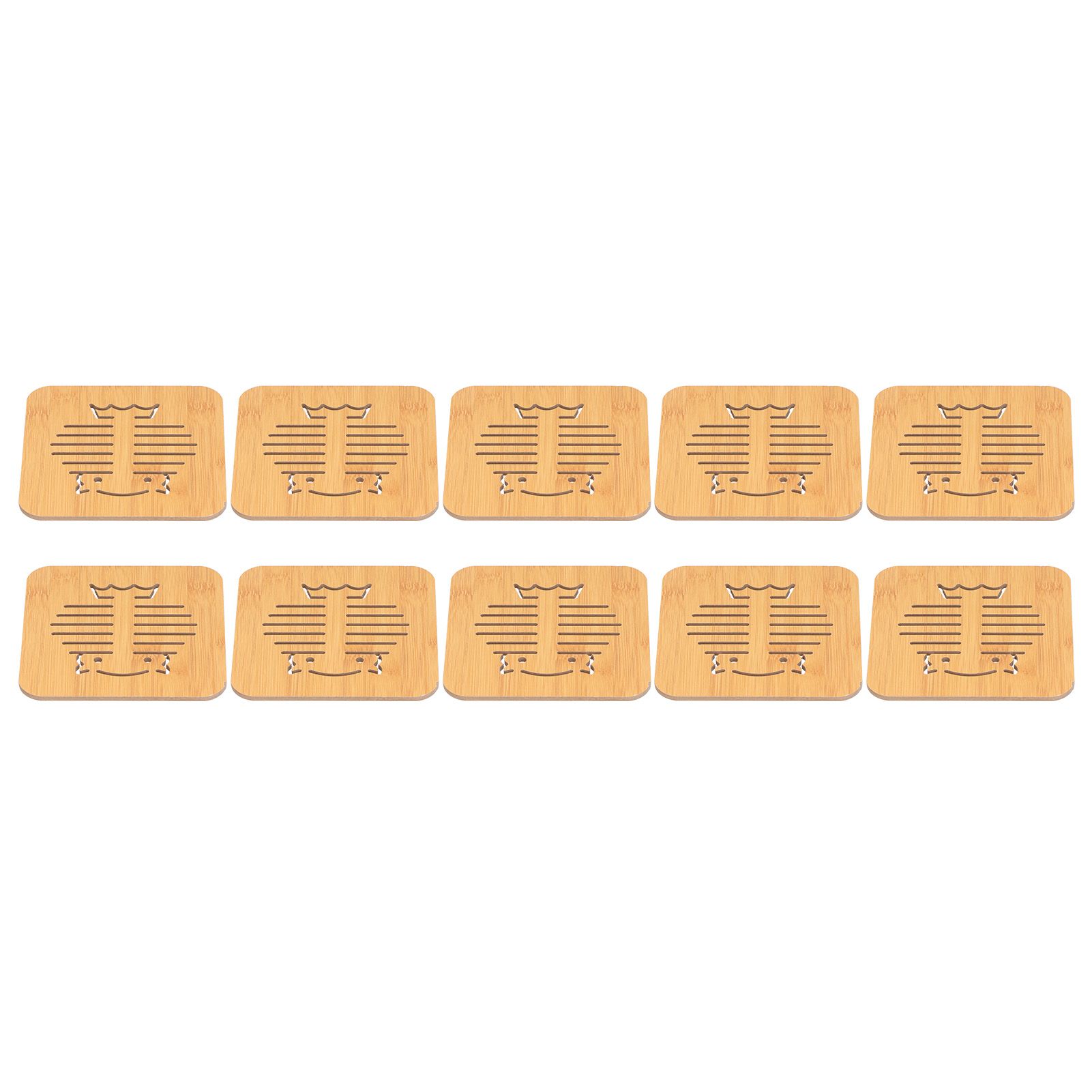 10Pcs Hollow Tablemat Imitation Bamboo Insulation AntiScalding Bowl Cup Mat