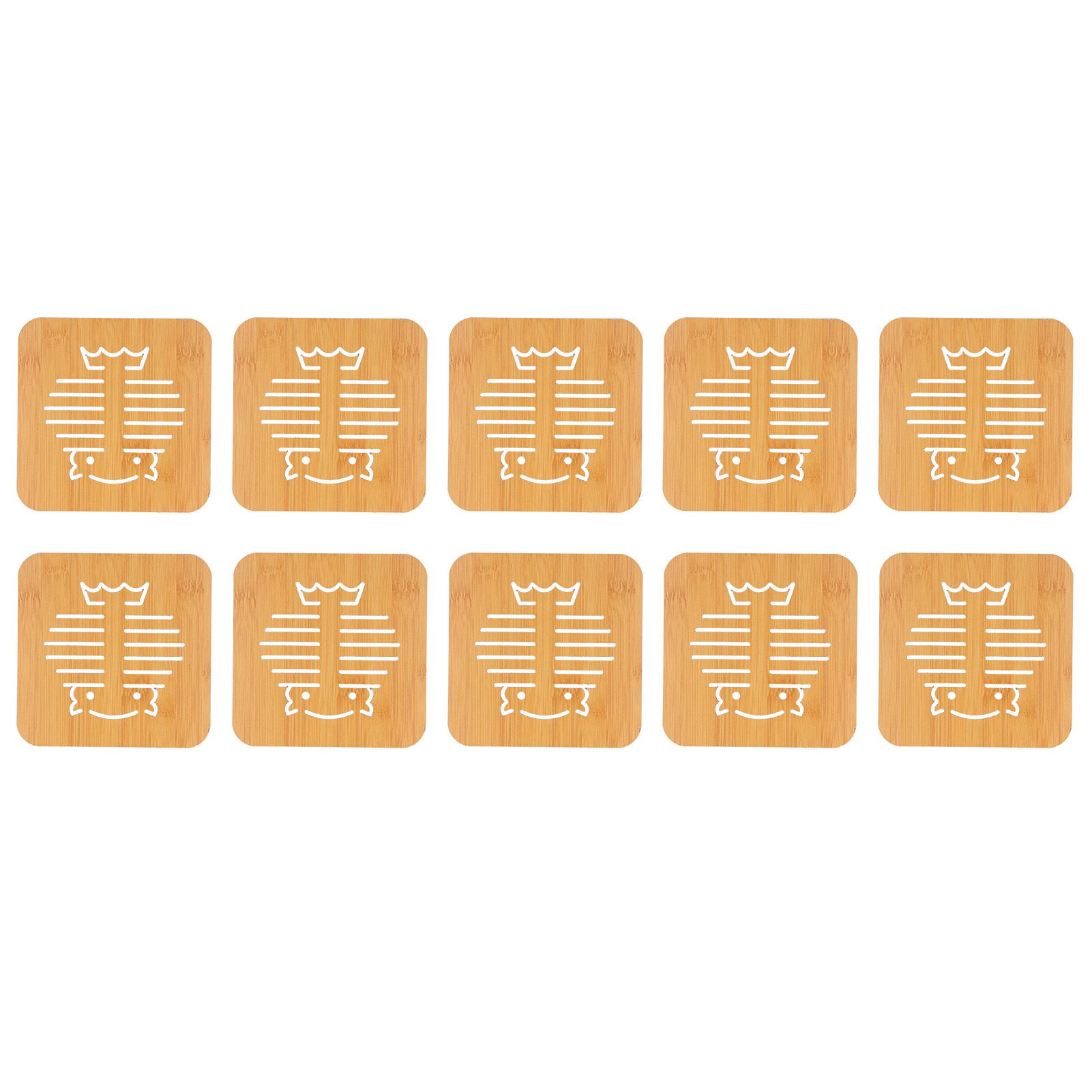 10Pcs Hollow Tablemat Imitation Bamboo Insulation AntiScalding Bowl Cup Mat view 2