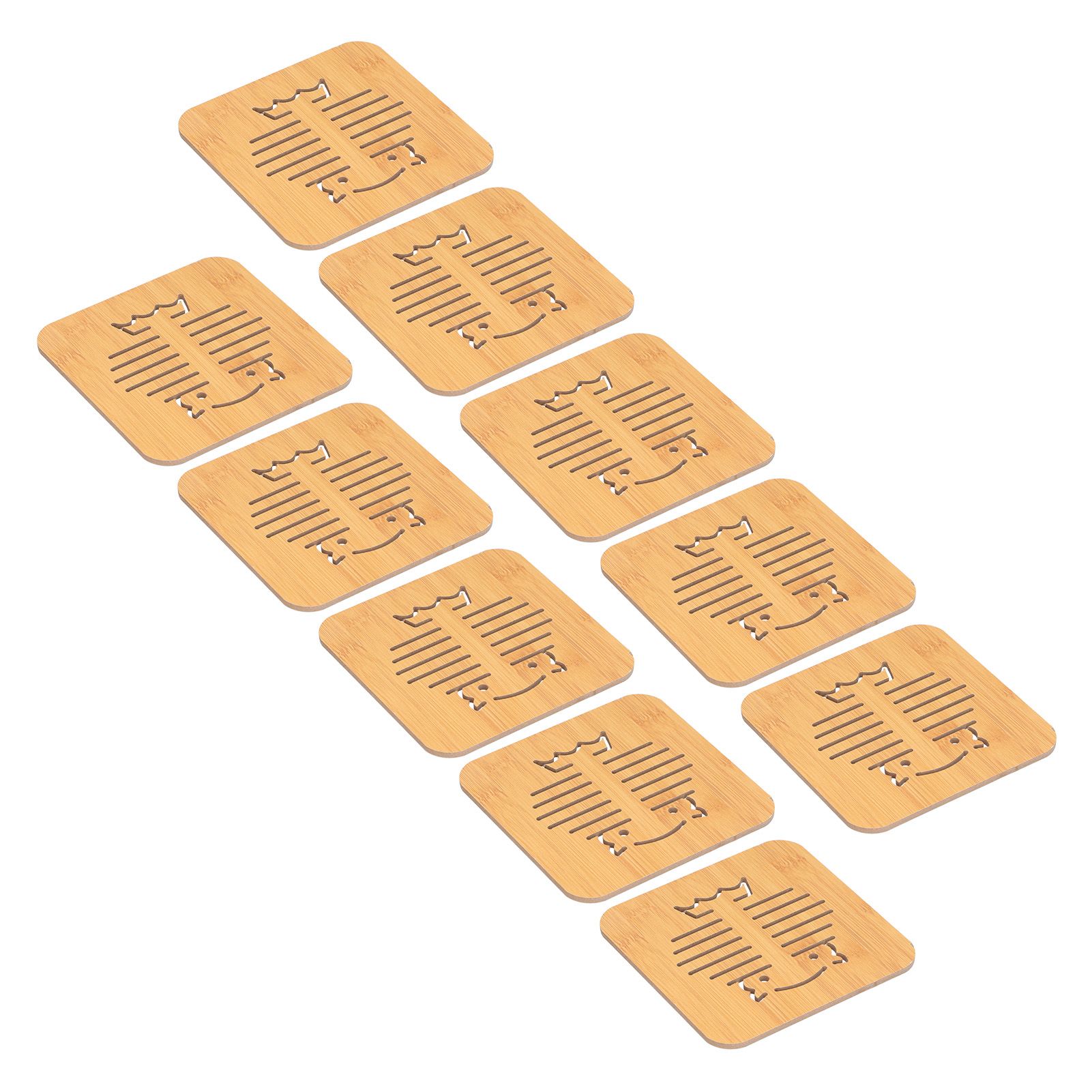 10Pcs Hollow Tablemat Imitation Bamboo Insulation AntiScalding Bowl Cup Mat view 4