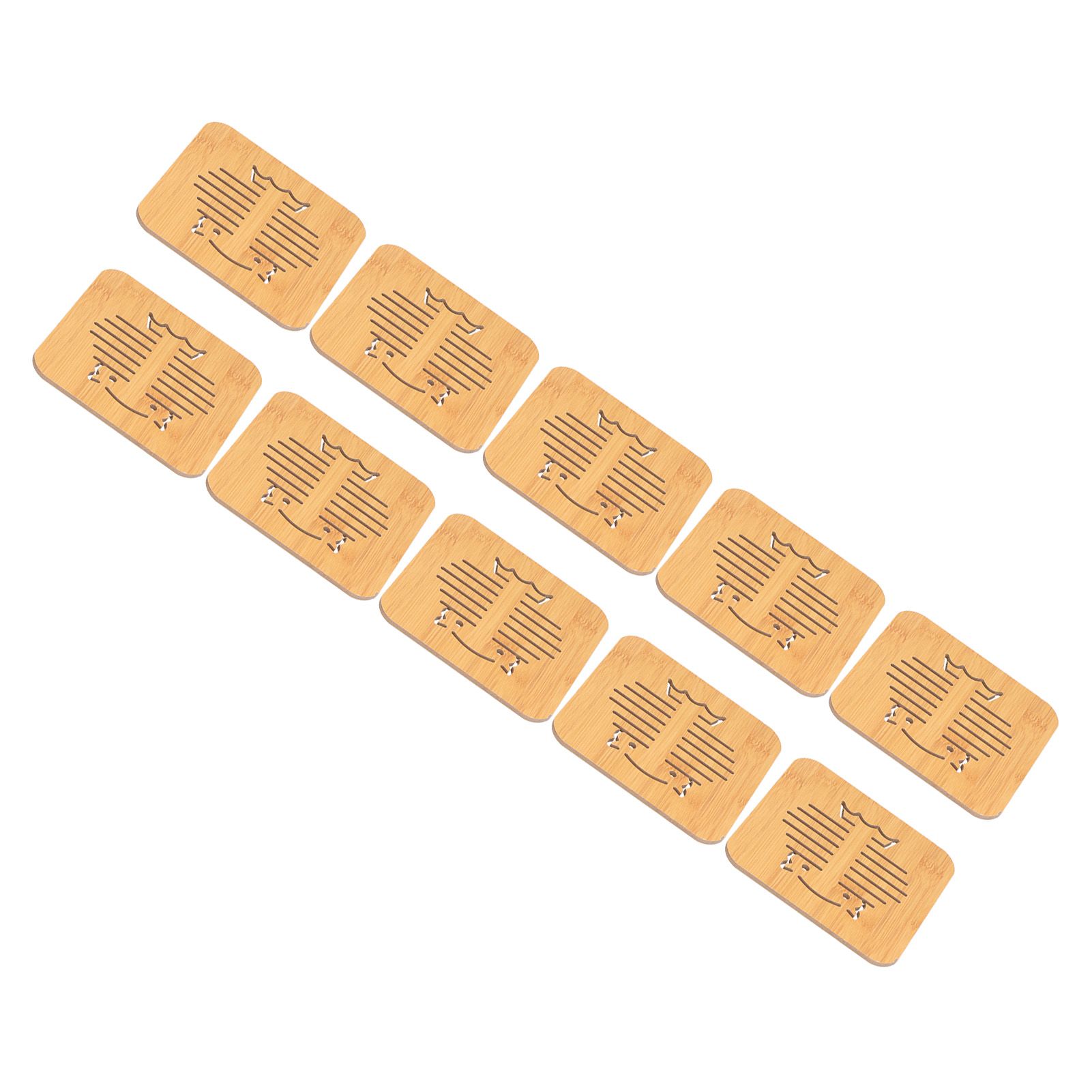 10Pcs Hollow Tablemat Imitation Bamboo Insulation AntiScalding Bowl Cup Mat view 6