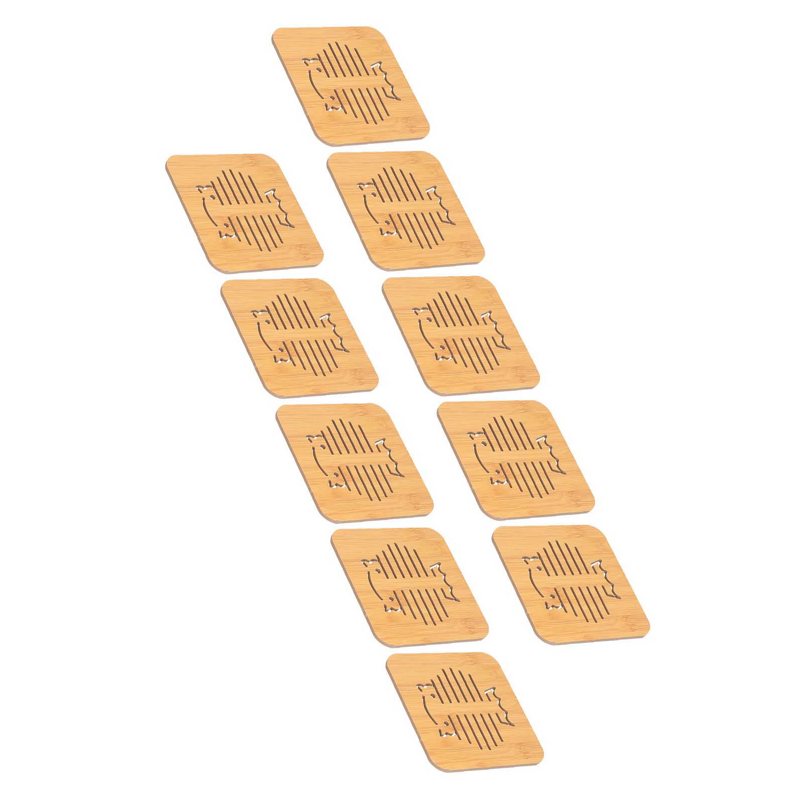 10Pcs Hollow Tablemat Imitation Bamboo Insulation AntiScalding Bowl Cup Mat view 7