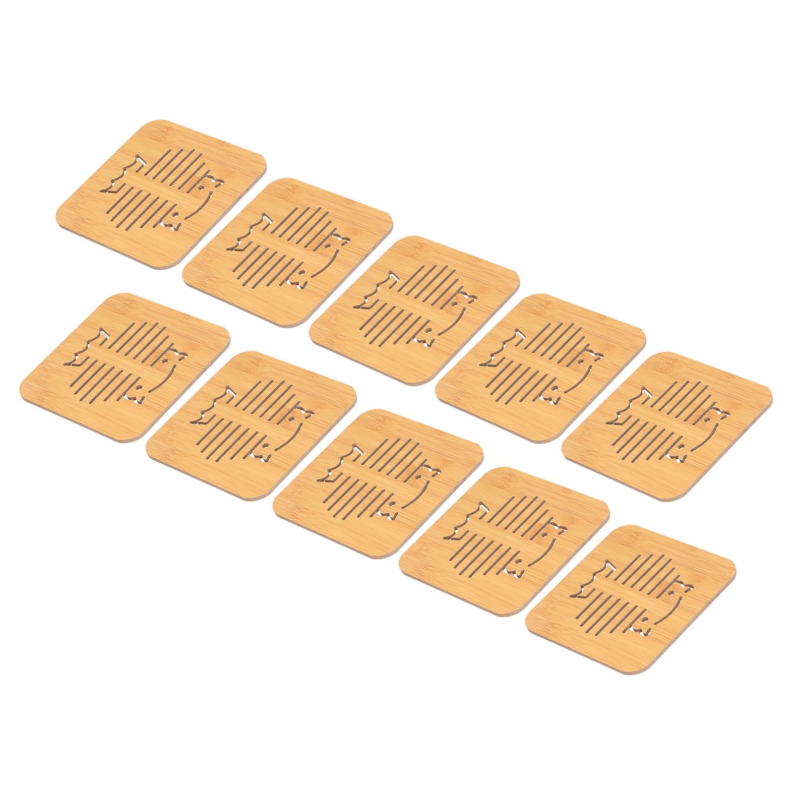 10Pcs Hollow Tablemat Imitation Bamboo Insulation AntiScalding Bowl Cup Mat view 8