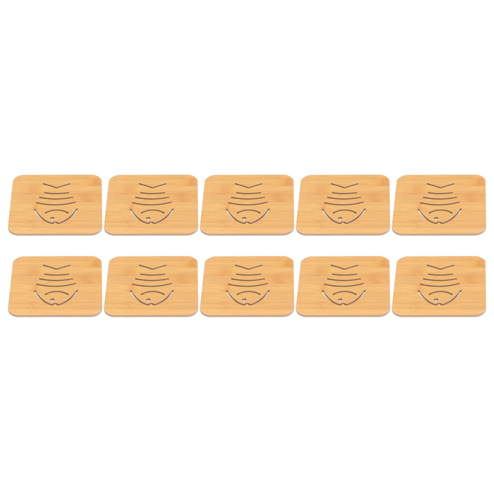 10Pcs Hollow Tablemat Imitation Bamboo Insulation AntiScalding Bowl Cup Mat