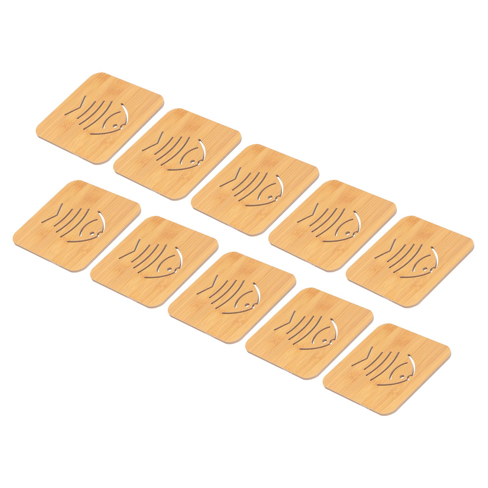 10Pcs Hollow Tablemat Imitation Bamboo Insulation AntiScalding Bowl Cup Mat view 8