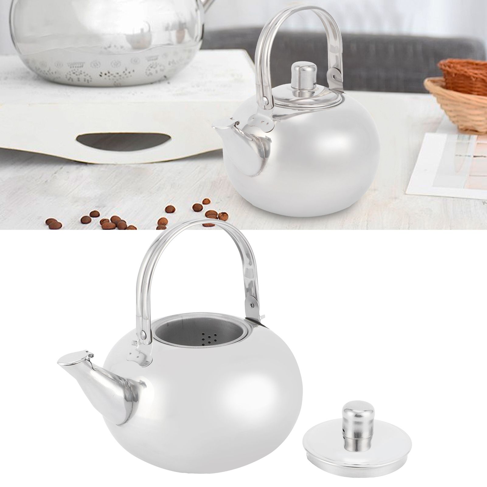 Outdoor 304 Stainless Steel Teapot Portable Water Tea Kettle with Leaf Filter view 9