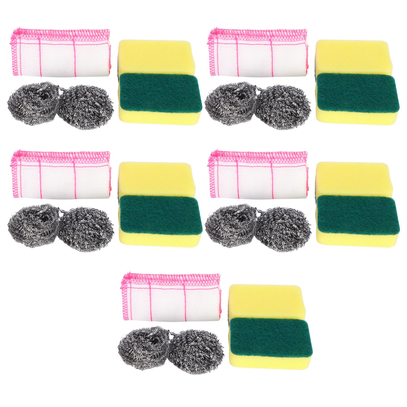 5 Sets Steel Wire Ball Dishwashing Sponge Dish Towel Multifunctional Kitchen view 2