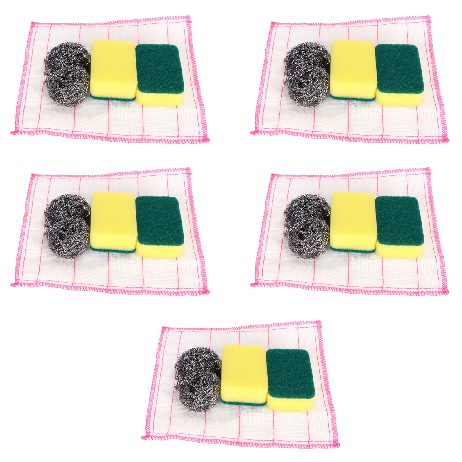 5 Sets Steel Wire Ball Dishwashing Sponge Dish Towel Multifunctional Kitchen view 3
