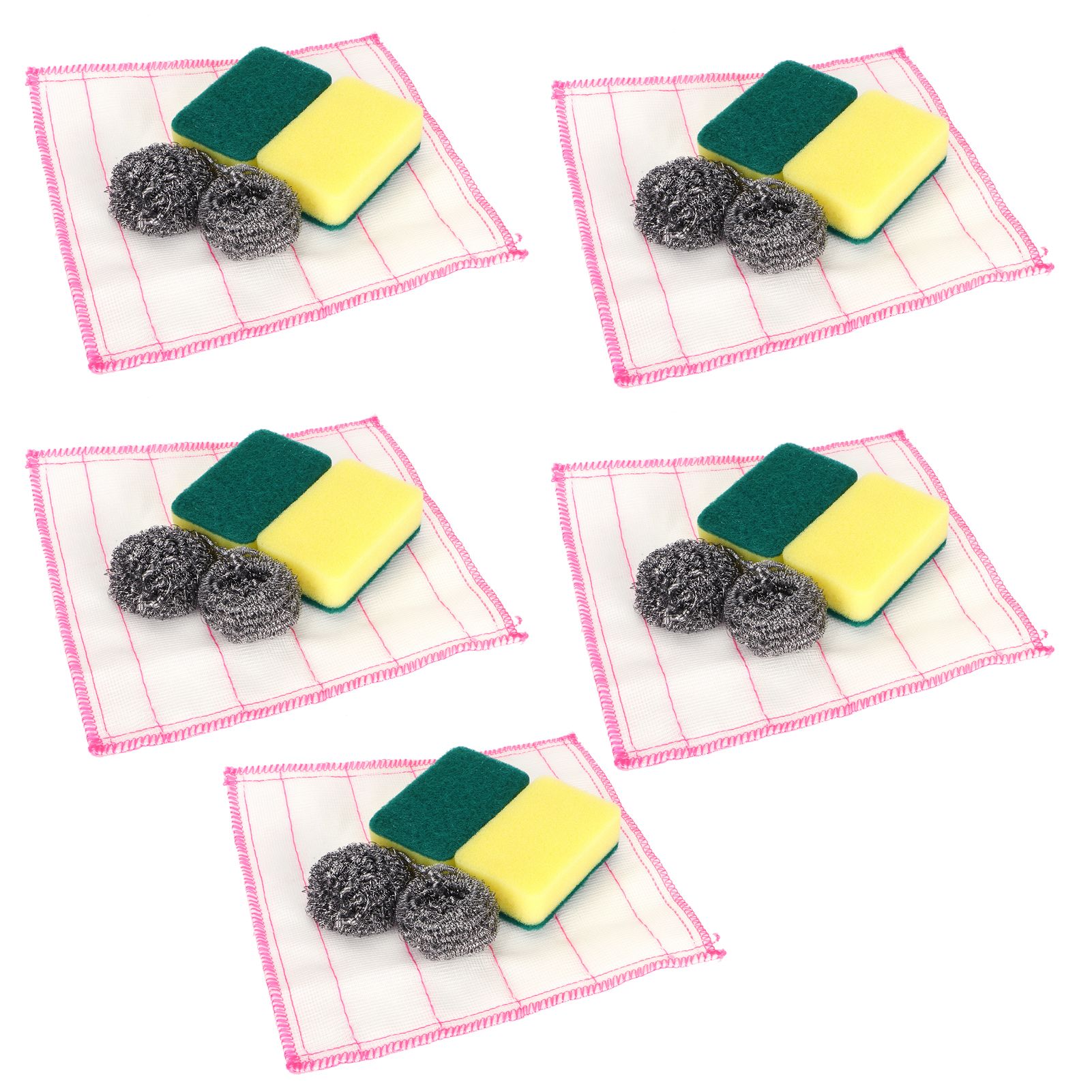 5 Sets Steel Wire Ball Dishwashing Sponge Dish Towel Multifunctional Kitchen view 4