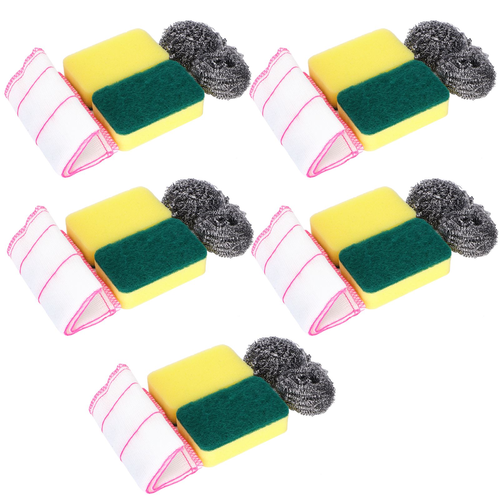 5 Sets Steel Wire Ball Dishwashing Sponge Dish Towel Multifunctional Kitchen view 7