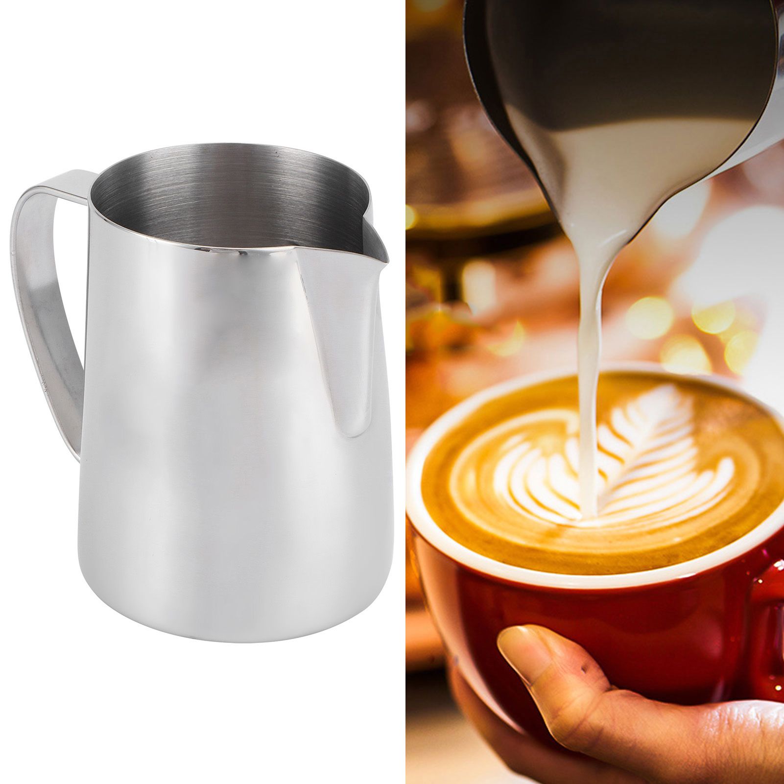 600ml Coffee Pitcher 304 Stainless Steel Latte Art Frothing Cup Coffee view 10