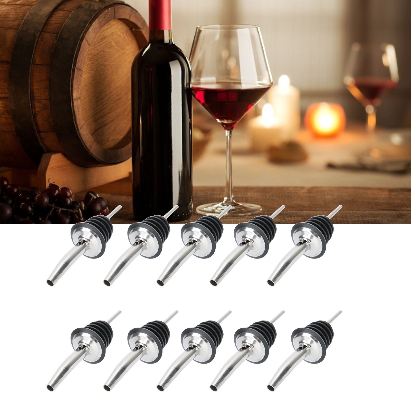 10Pcs 304 Stainless Steel Wine Stopper Bottle Pourer Liquor Dispenser Kitchen view 9