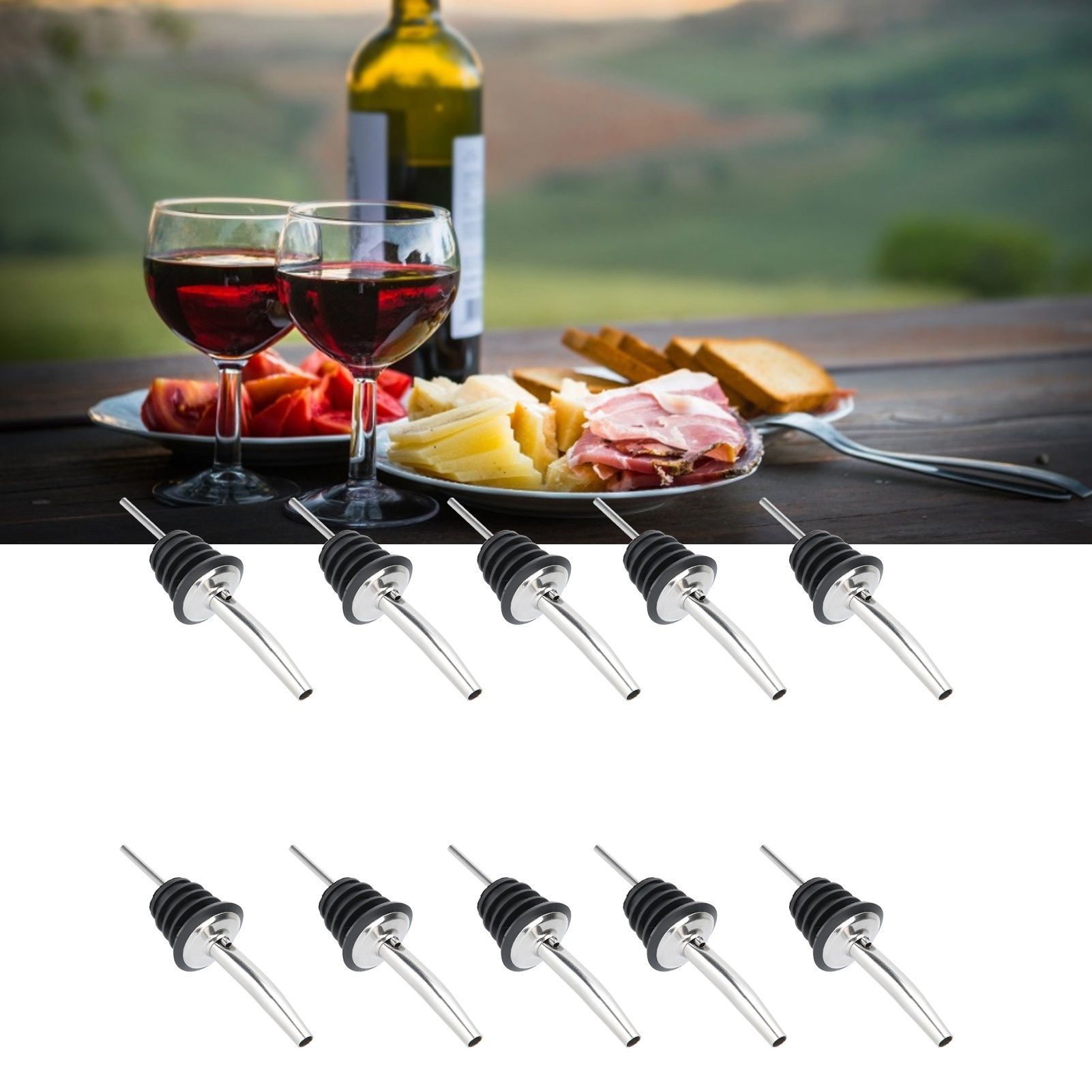 10Pcs 304 Stainless Steel Wine Stopper Bottle Pourer Liquor Dispenser Kitchen view 10