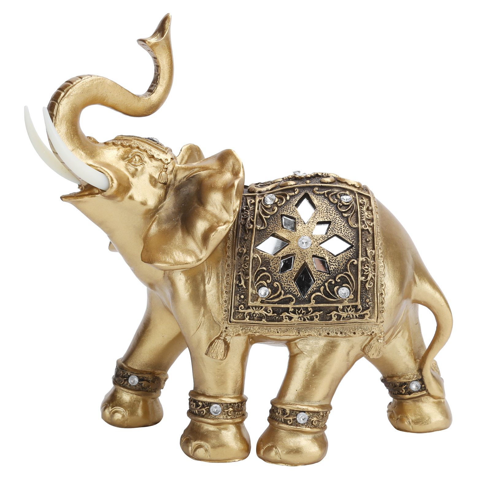 Golden Elephant Statue Figurine Sculpture Decoration Home Bar Office Craft view 2