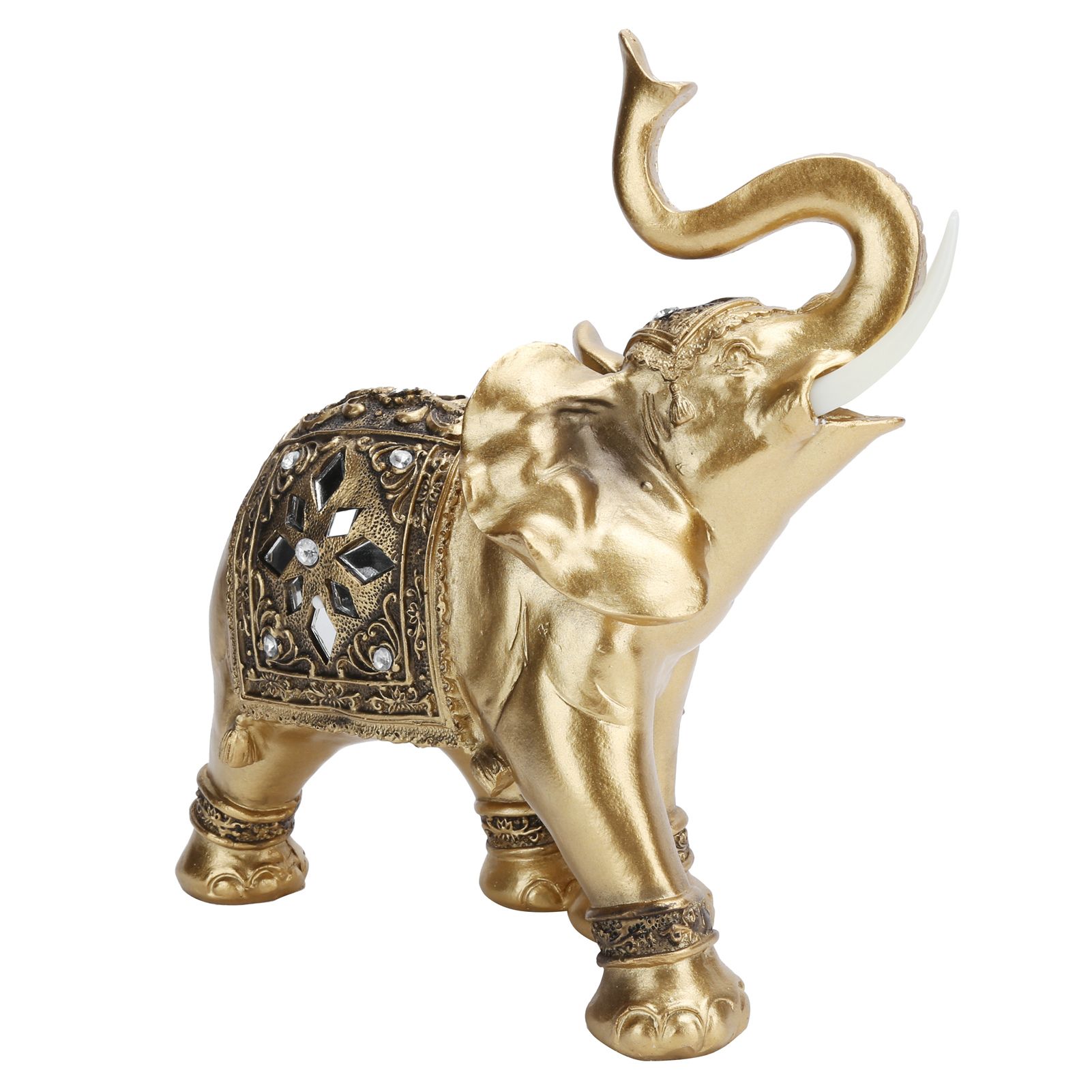 Golden Elephant Statue Figurine Sculpture Decoration Home Bar Office Craft view 4