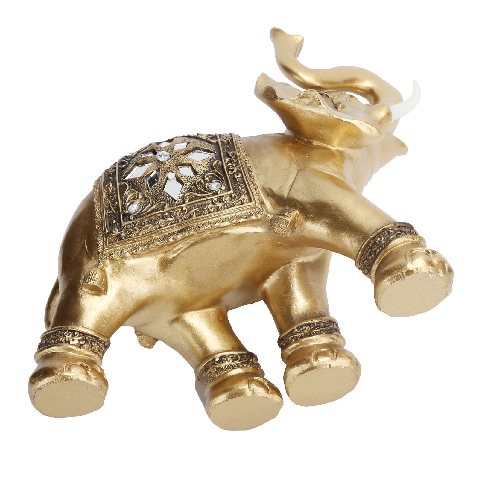 Golden Elephant Statue Figurine Sculpture Decoration Home Bar Office Craft view 5
