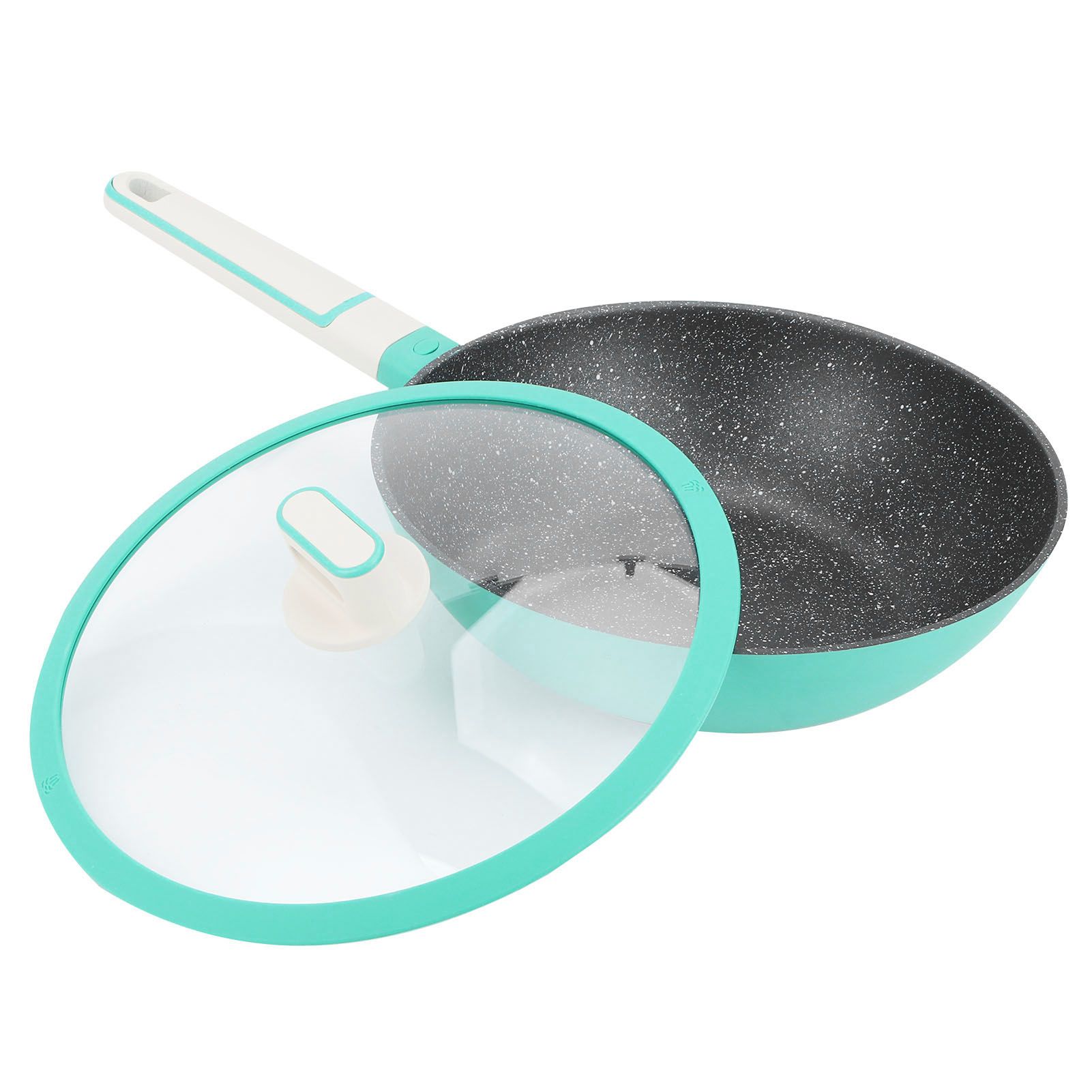 Frying Pan Aluminum Alloy Non Stick Steak Cooking Pan Kitchen Accessory 28cm Green view 6