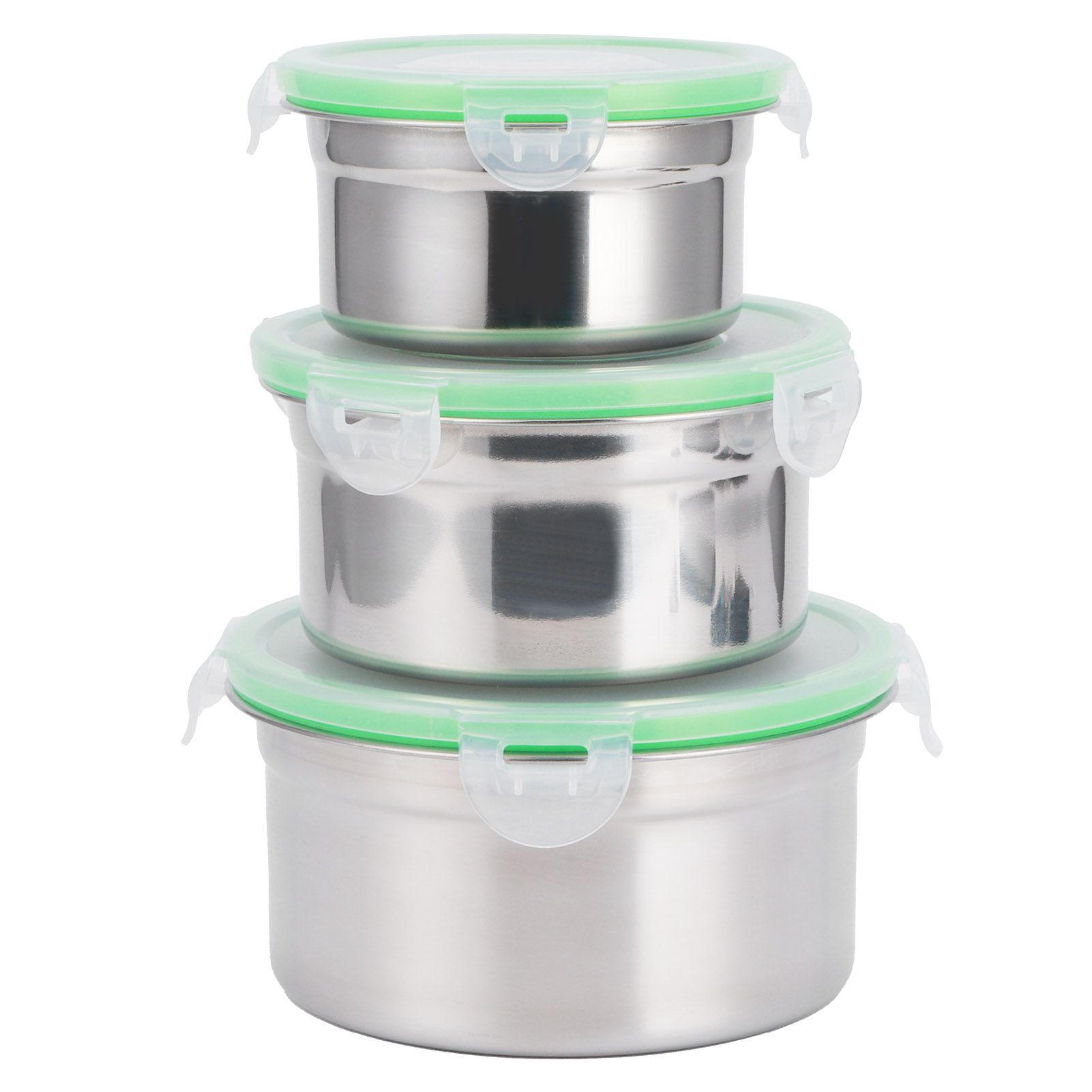 3Pcs/Set Fridge Storage Box 304 Stainless Steel Sealed Preservation Bowl Food view 2