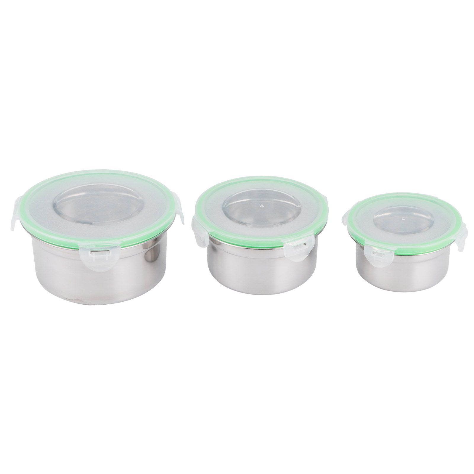 3Pcs/Set Fridge Storage Box 304 Stainless Steel Sealed Preservation Bowl Food view 4