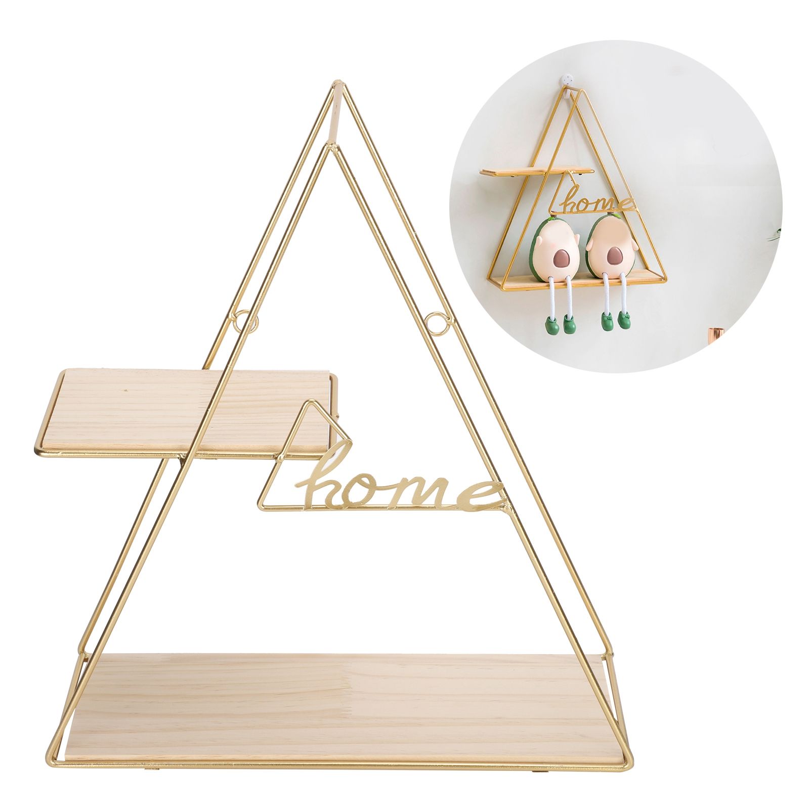 Wall Shelf Triangular Wrought Iron Storage Rack Decoration for Living Room Bedroom view 10
