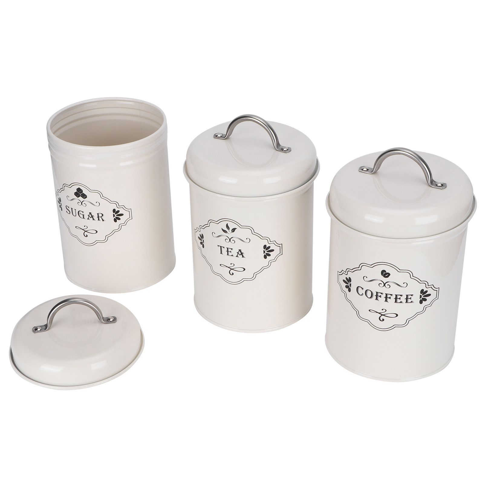 3Pcs/Set Kitchen Storage Jars Sugar Coffee Tea Canisters Food Sealed Storage view 3