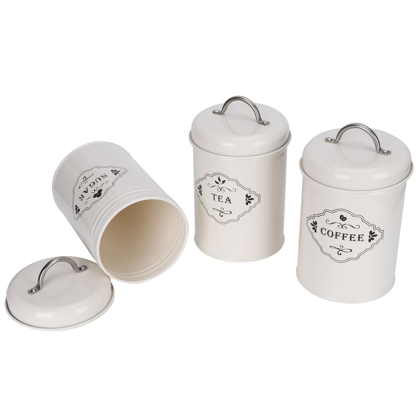 3Pcs/Set Kitchen Storage Jars Sugar Coffee Tea Canisters Food Sealed Storage view 4
