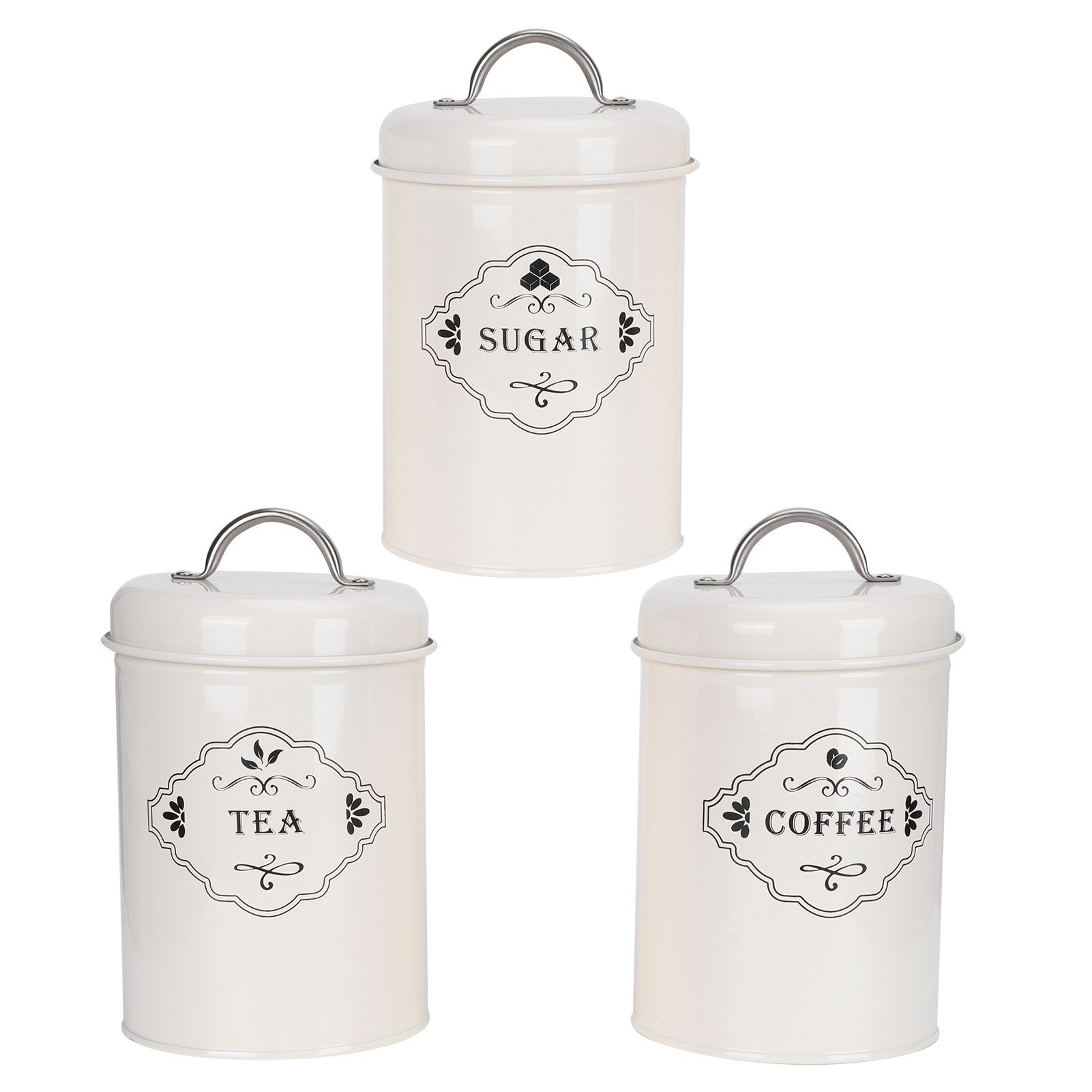 3Pcs/Set Kitchen Storage Jars Sugar Coffee Tea Canisters Food Sealed Storage view 5