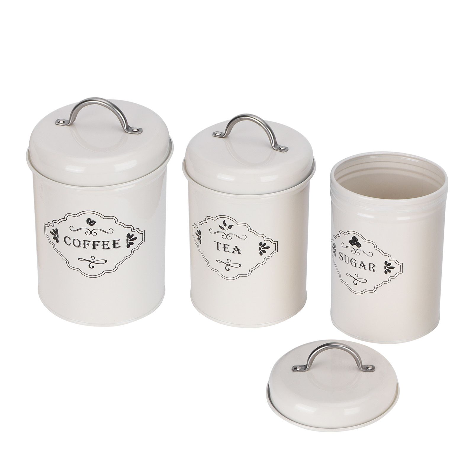 3Pcs/Set Kitchen Storage Jars Sugar Coffee Tea Canisters Food Sealed Storage view 6