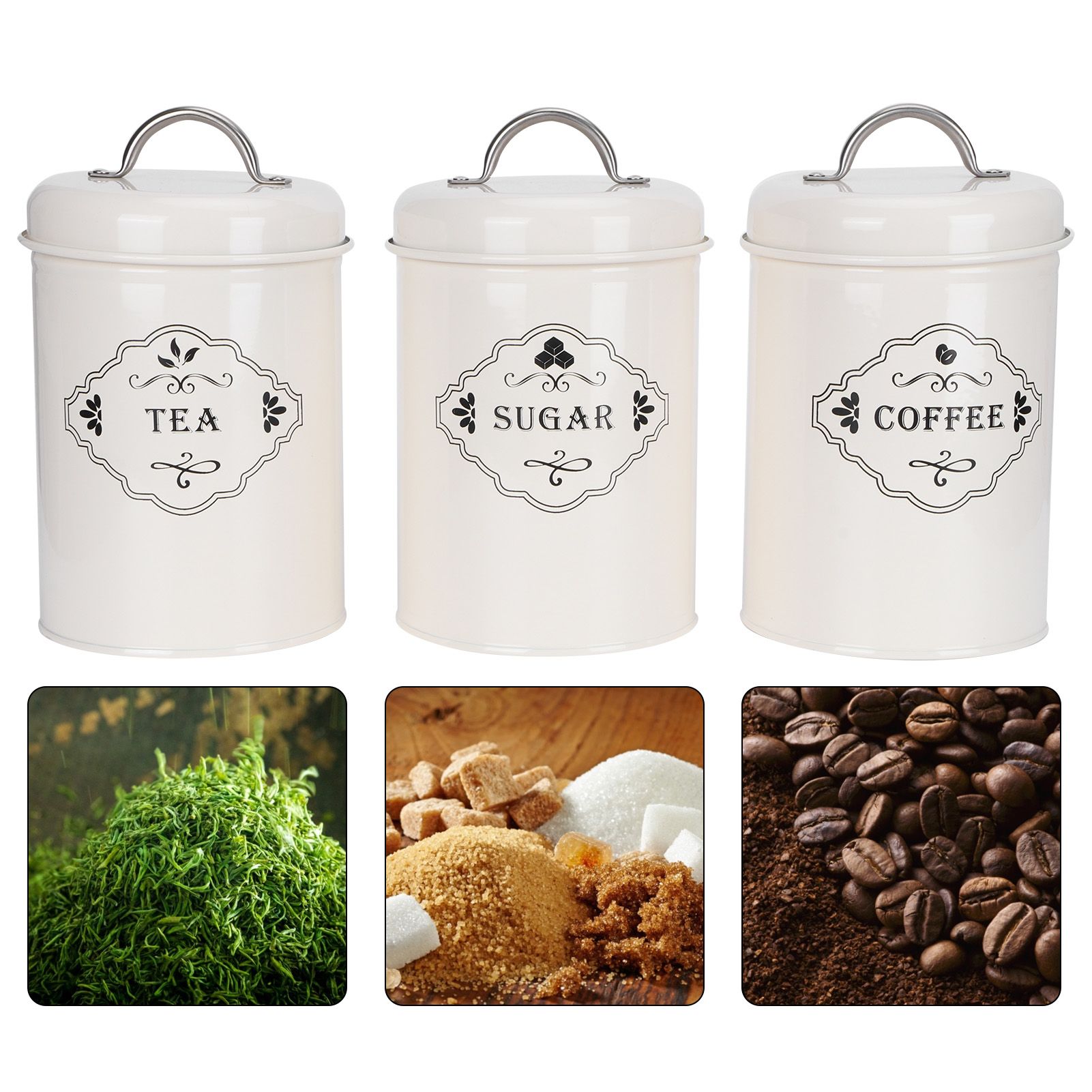 3Pcs/Set Kitchen Storage Jars Sugar Coffee Tea Canisters Food Sealed Storage view 9