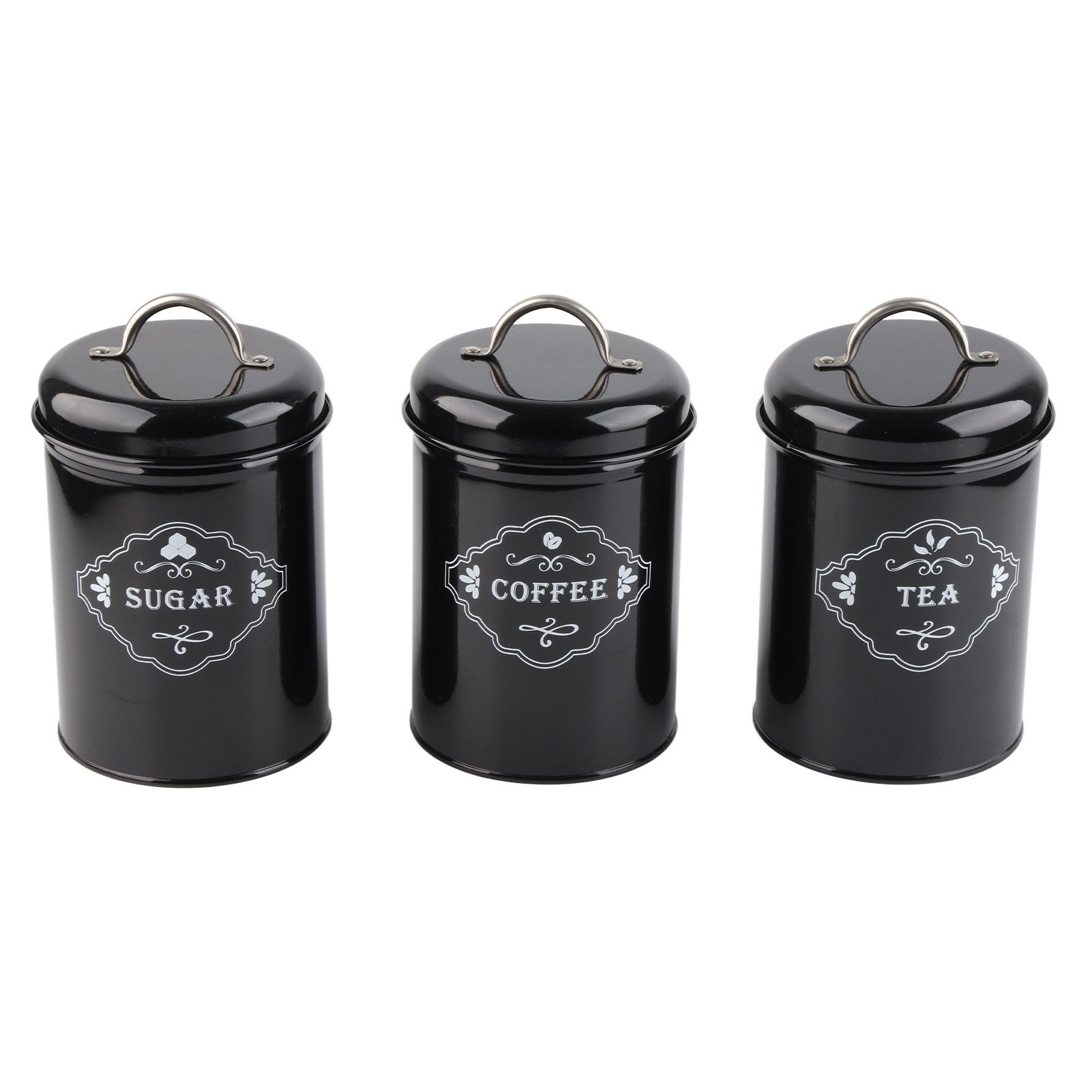 3Pcs Black Sealed Jar Set Home Kitchen Storage Organizer Sealed Cans Box view 2