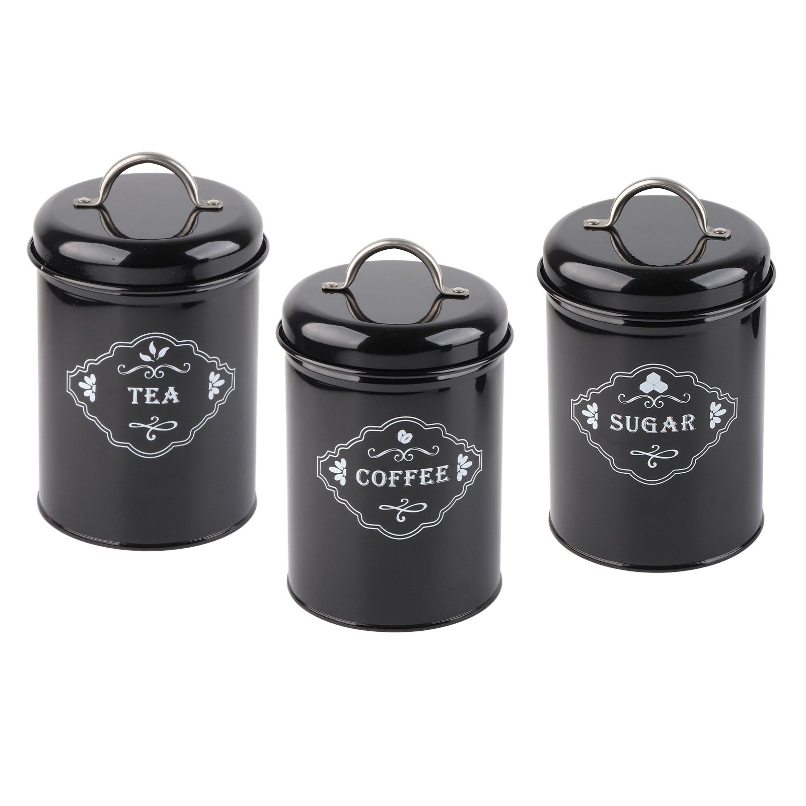 3Pcs Black Sealed Jar Set Home Kitchen Storage Organizer Sealed Cans Box view 3