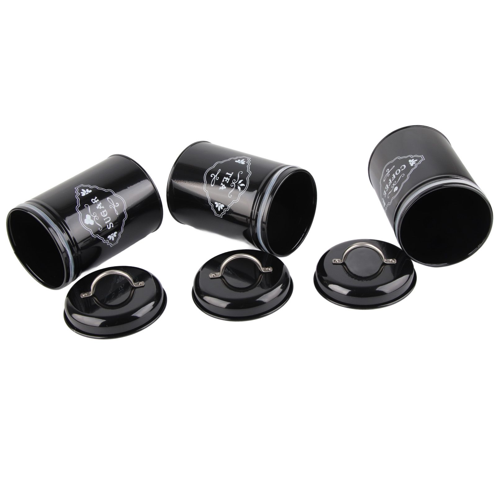 3Pcs Black Sealed Jar Set Home Kitchen Storage Organizer Sealed Cans Box view 4