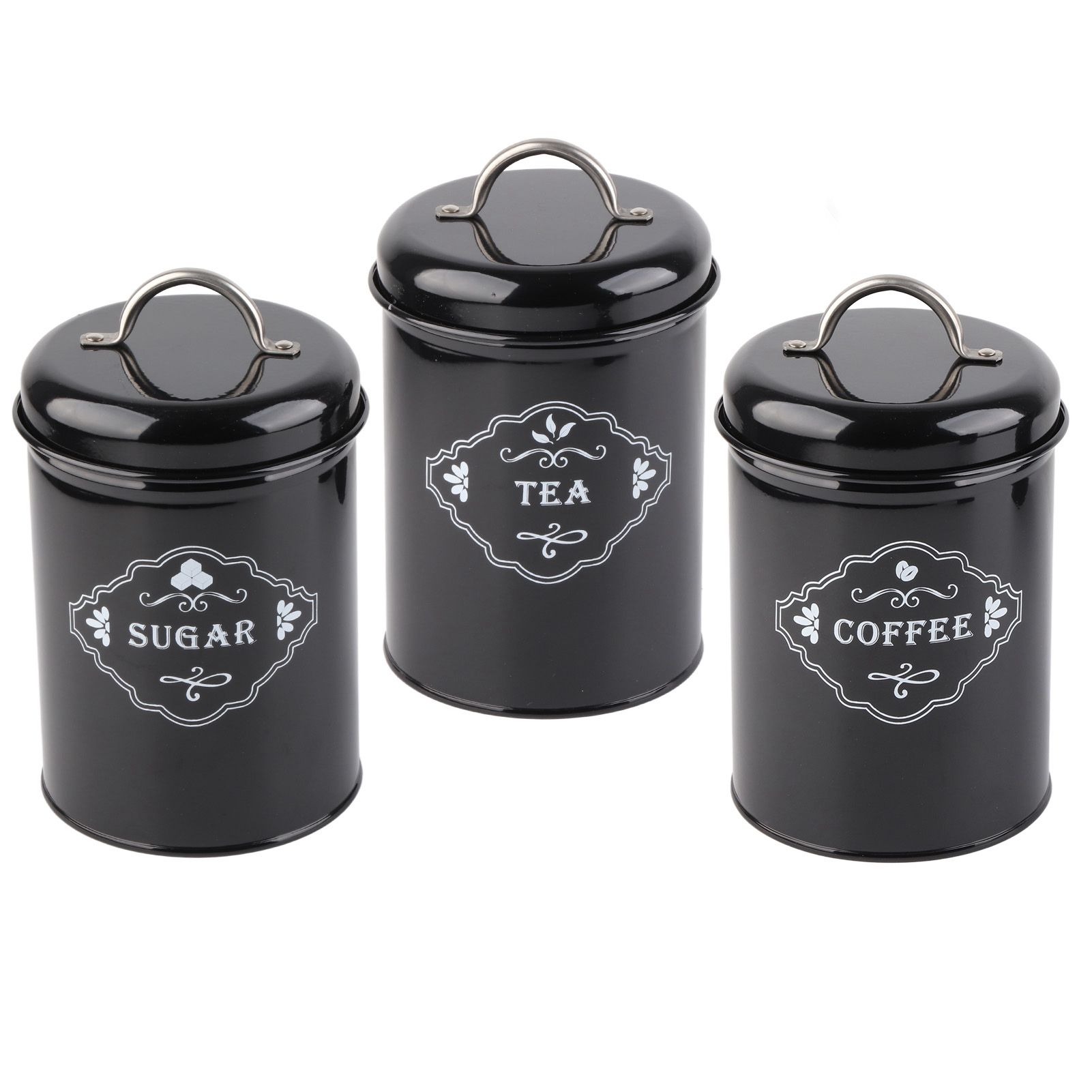 3Pcs Black Sealed Jar Set Home Kitchen Storage Organizer Sealed Cans Box view 5