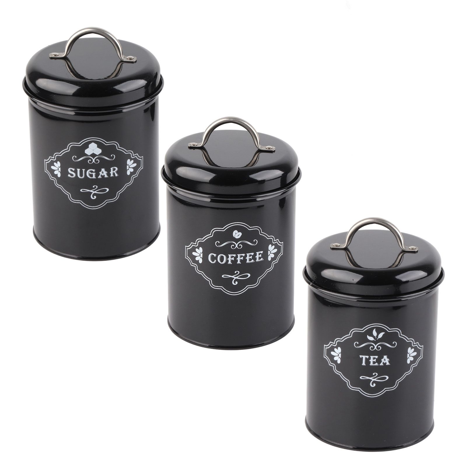 3Pcs Black Sealed Jar Set Home Kitchen Storage Organizer Sealed Cans Box view 6