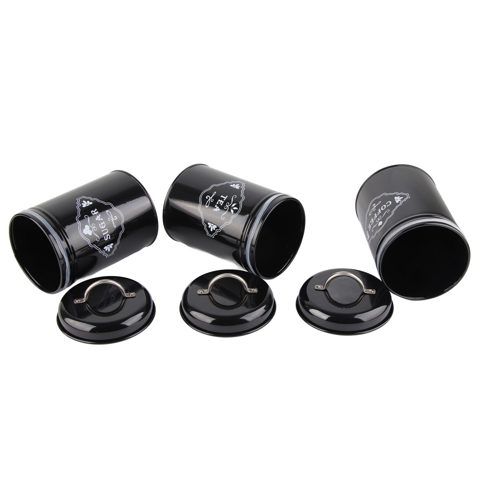 3Pcs Black Sealed Jar Set Home Kitchen Storage Organizer Sealed Cans Box view 7