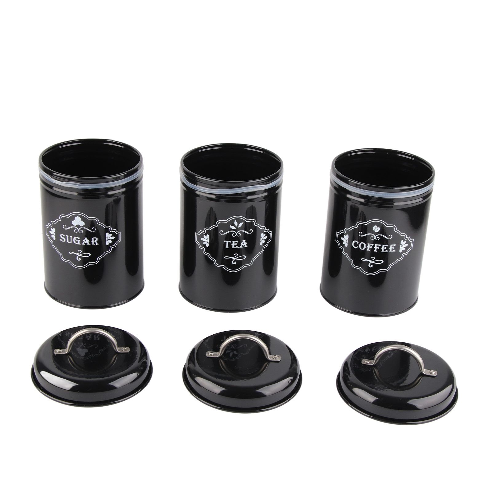 3Pcs Black Sealed Jar Set Home Kitchen Storage Organizer Sealed Cans Box view 8