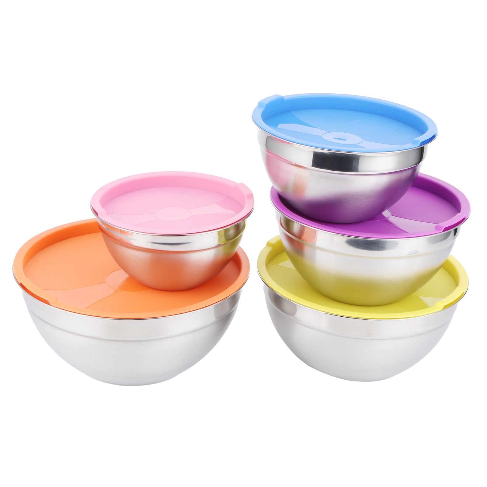 5pcs/set Stainless Steel Mixing Bowl Food Storage Preservation Box with Lids view 3