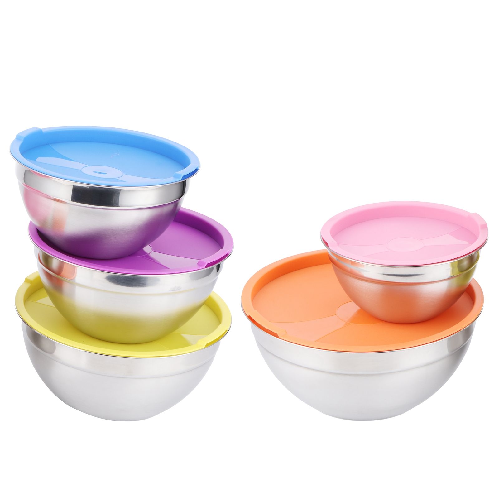 5pcs/set Stainless Steel Mixing Bowl Food Storage Preservation Box with Lids view 5