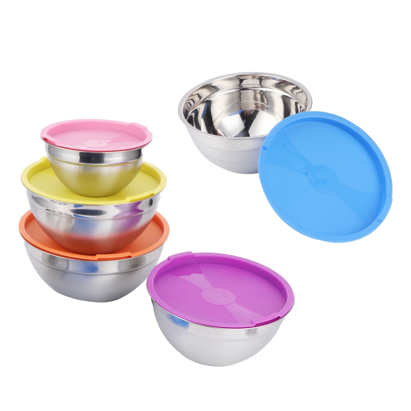 5pcs/set Stainless Steel Mixing Bowl Food Storage Preservation Box with Lids view 6