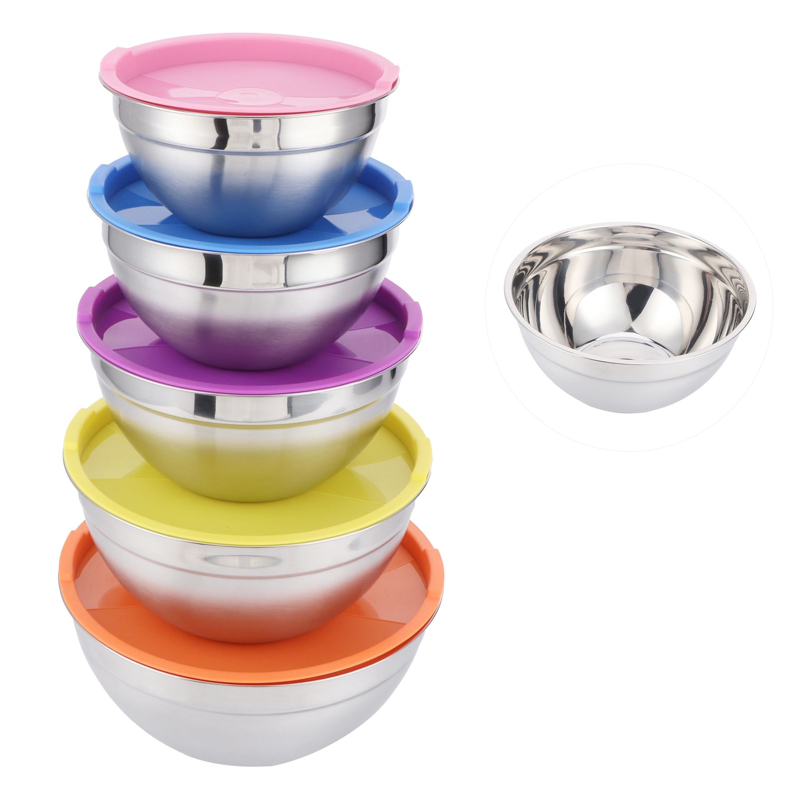 5pcs/set Stainless Steel Mixing Bowl Food Storage Preservation Box with Lids view 8