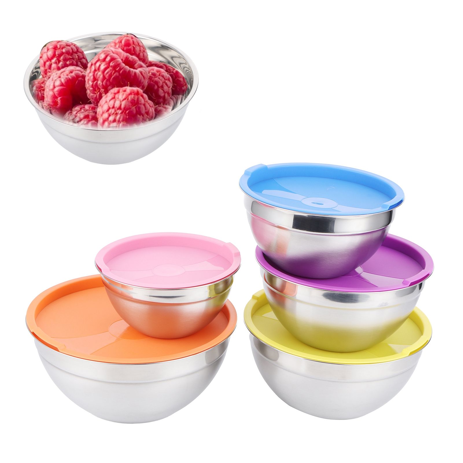 5pcs/set Stainless Steel Mixing Bowl Food Storage Preservation Box with Lids view 9