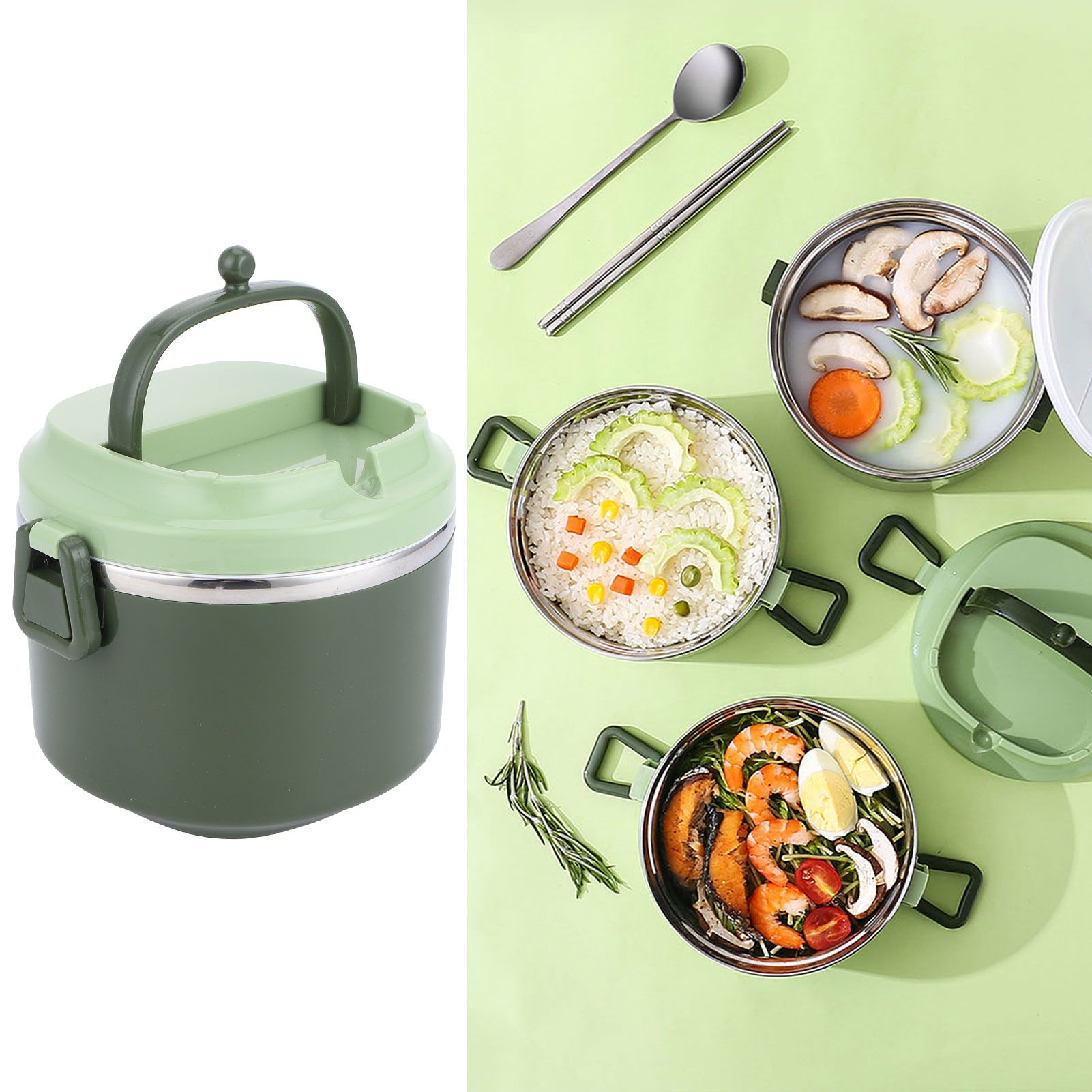 Insulated Lunch Box Stainless Steel Bento Box Portable Food Container Kitchen view 10