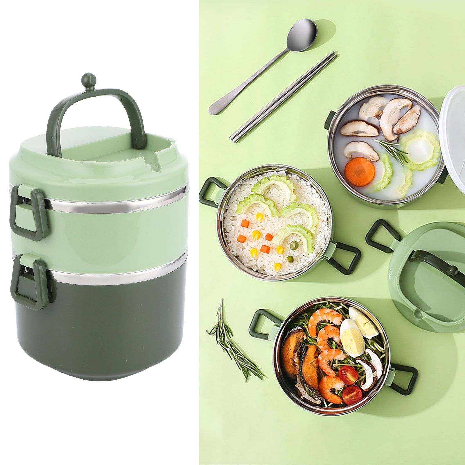Insulated Lunch Box Stainless Steel Bento Box Portable Food Container Kitchen view 10