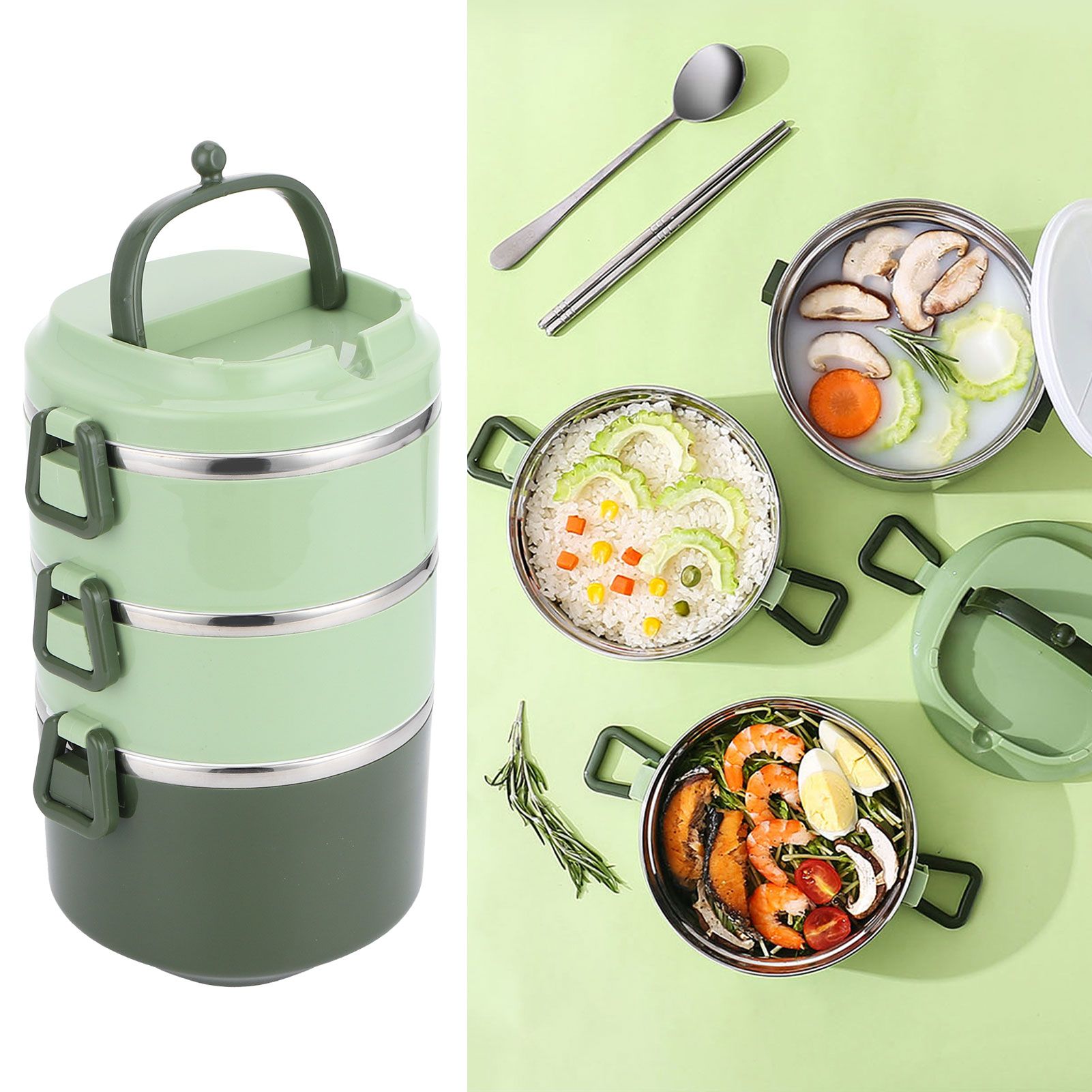 Insulated Lunch Box Stainless Steel Bento Box Portable Food Container Kitchen view 10