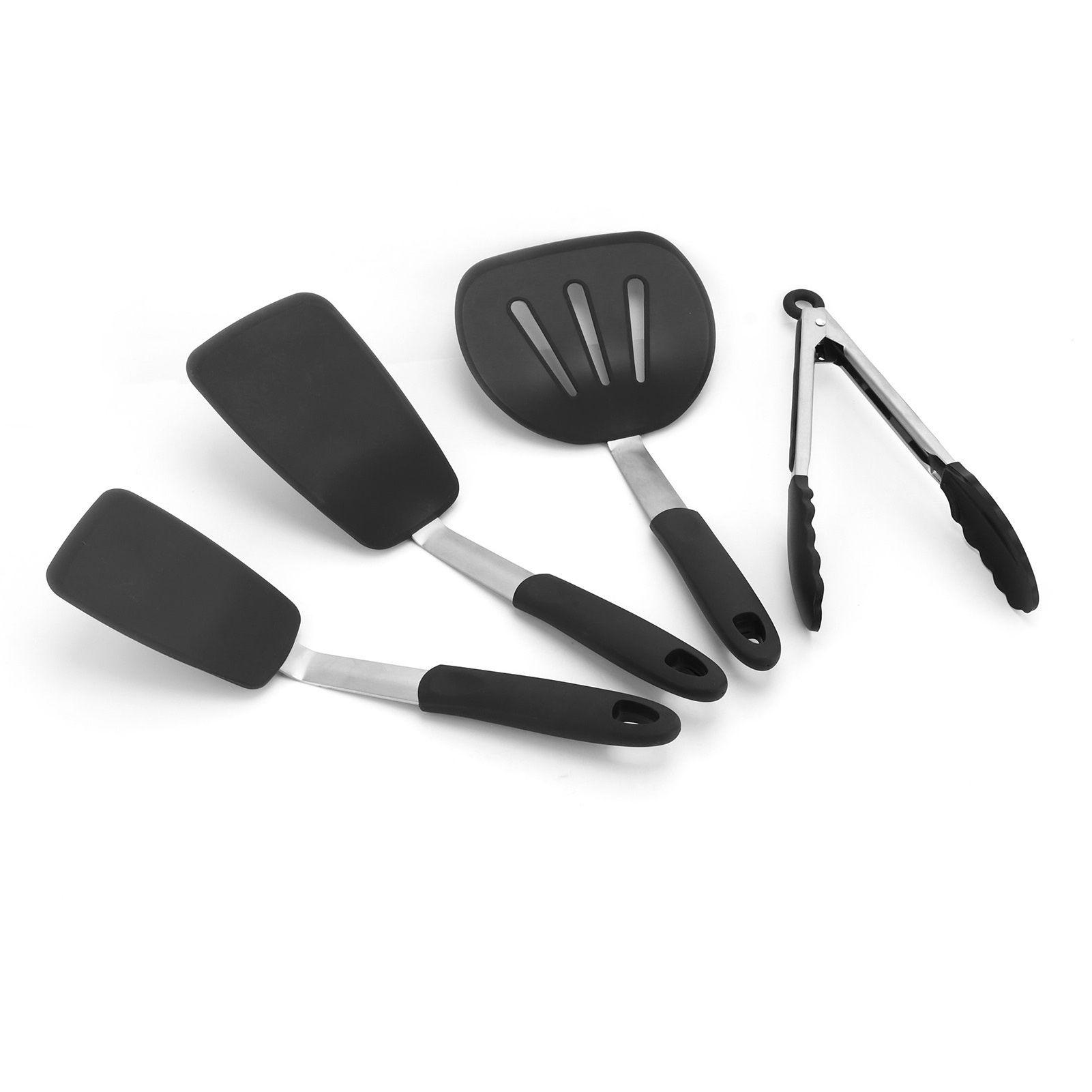 4Pcs set Kitchenware Non Stick Silicone Spatula Slotted Turner Food Tongs Kit view 3