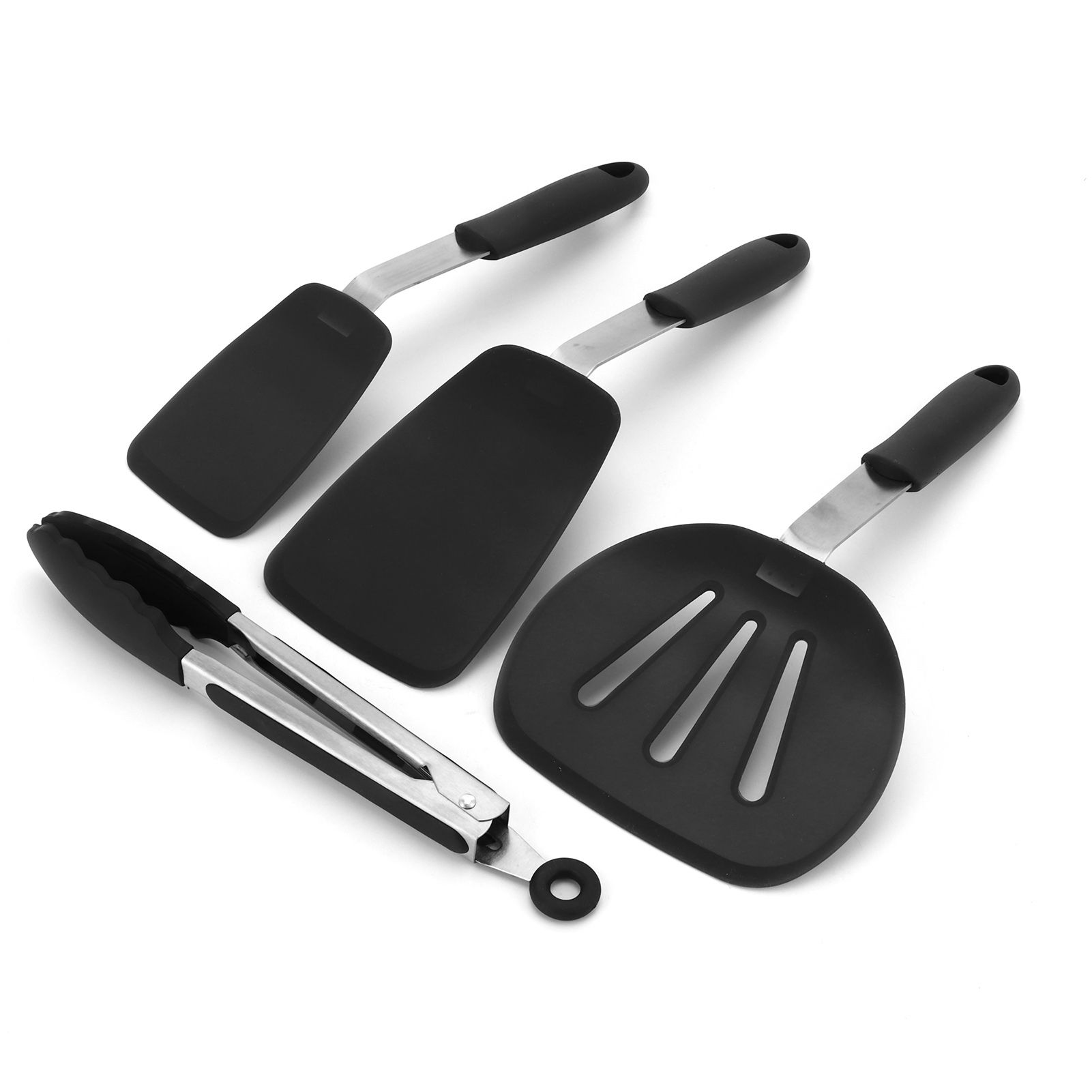 4Pcs set Kitchenware Non Stick Silicone Spatula Slotted Turner Food Tongs Kit view 5