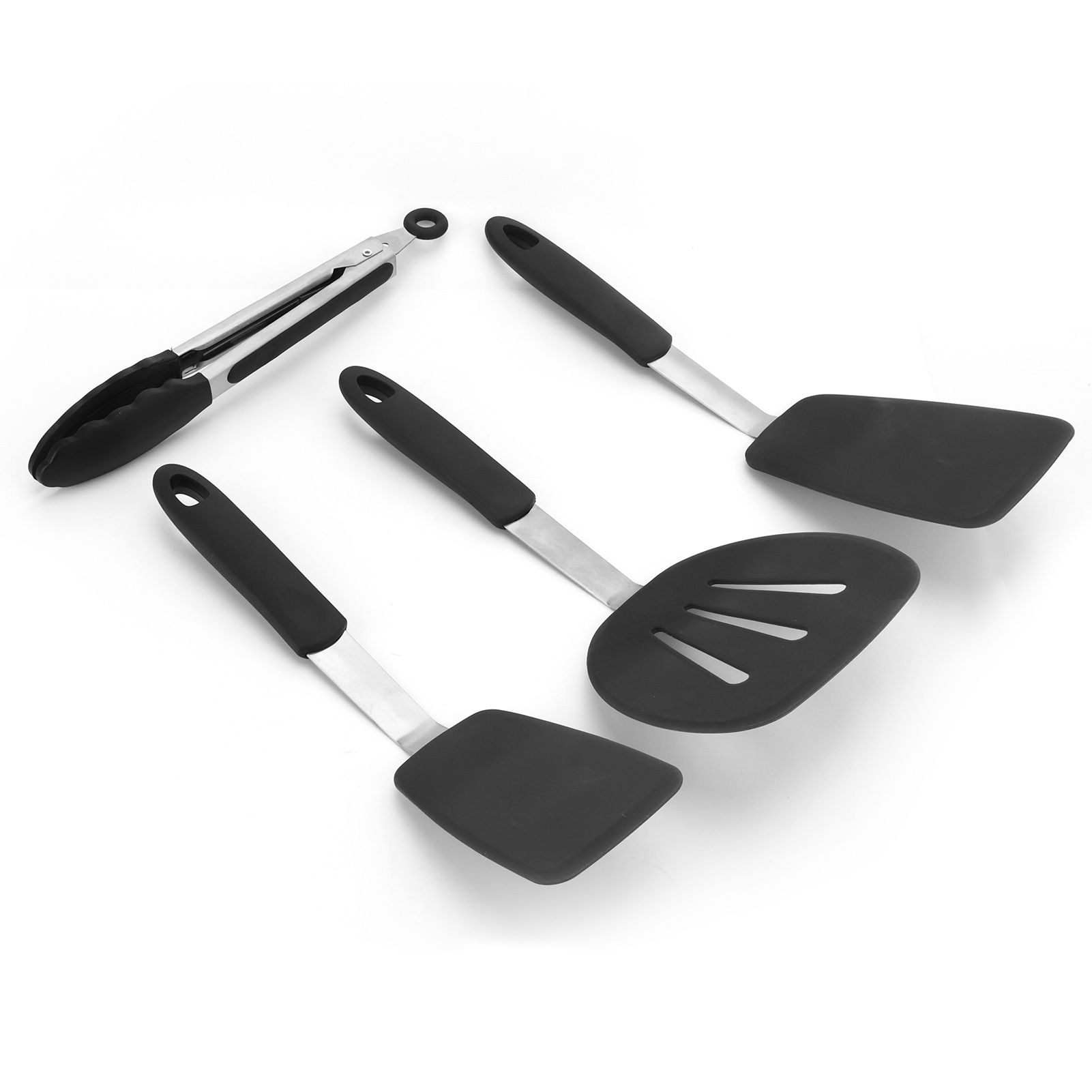 4Pcs set Kitchenware Non Stick Silicone Spatula Slotted Turner Food Tongs Kit view 6