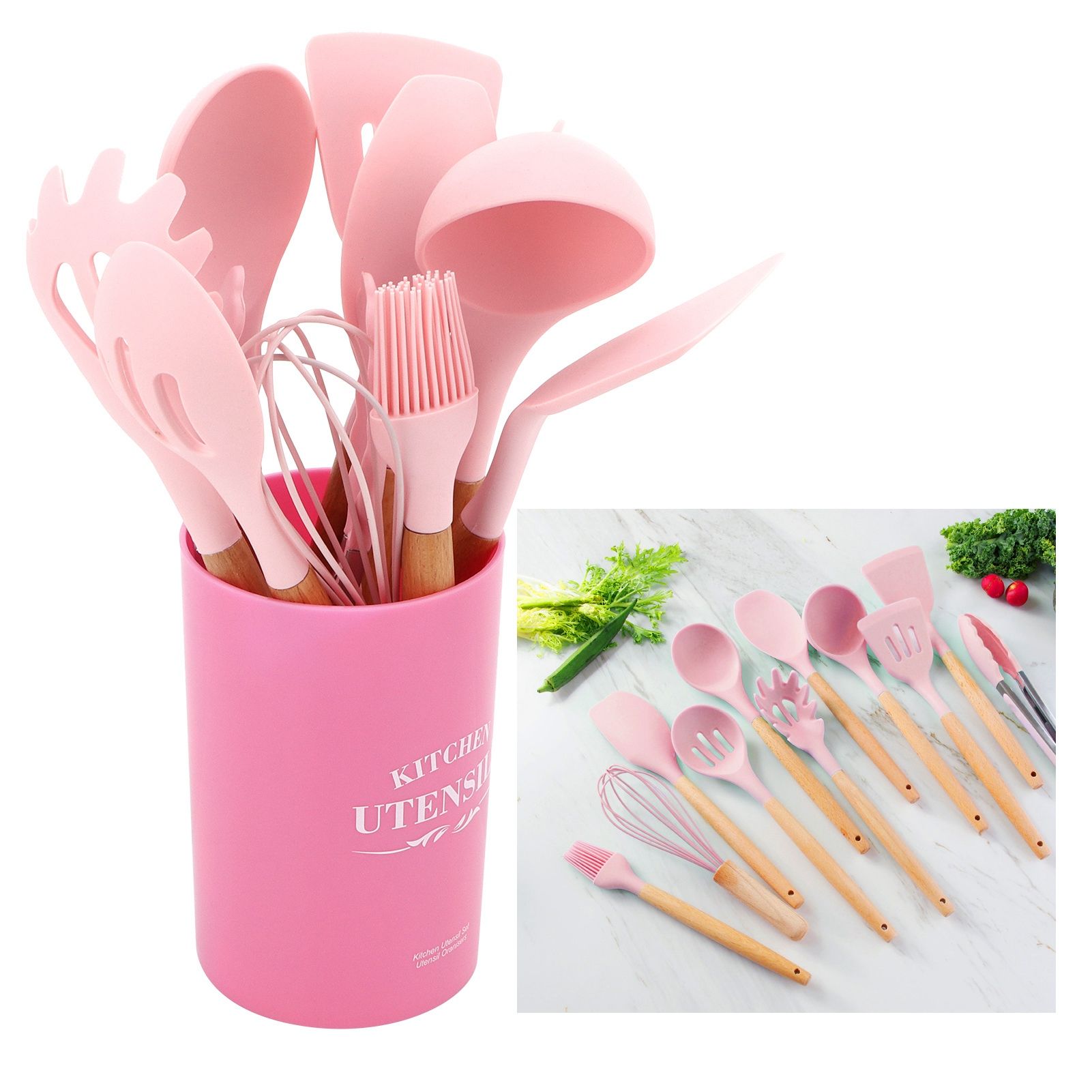 12PCS/Set Silicone Kitchen Cooking Utensils Baking Tool Heat Resistant Non view 9