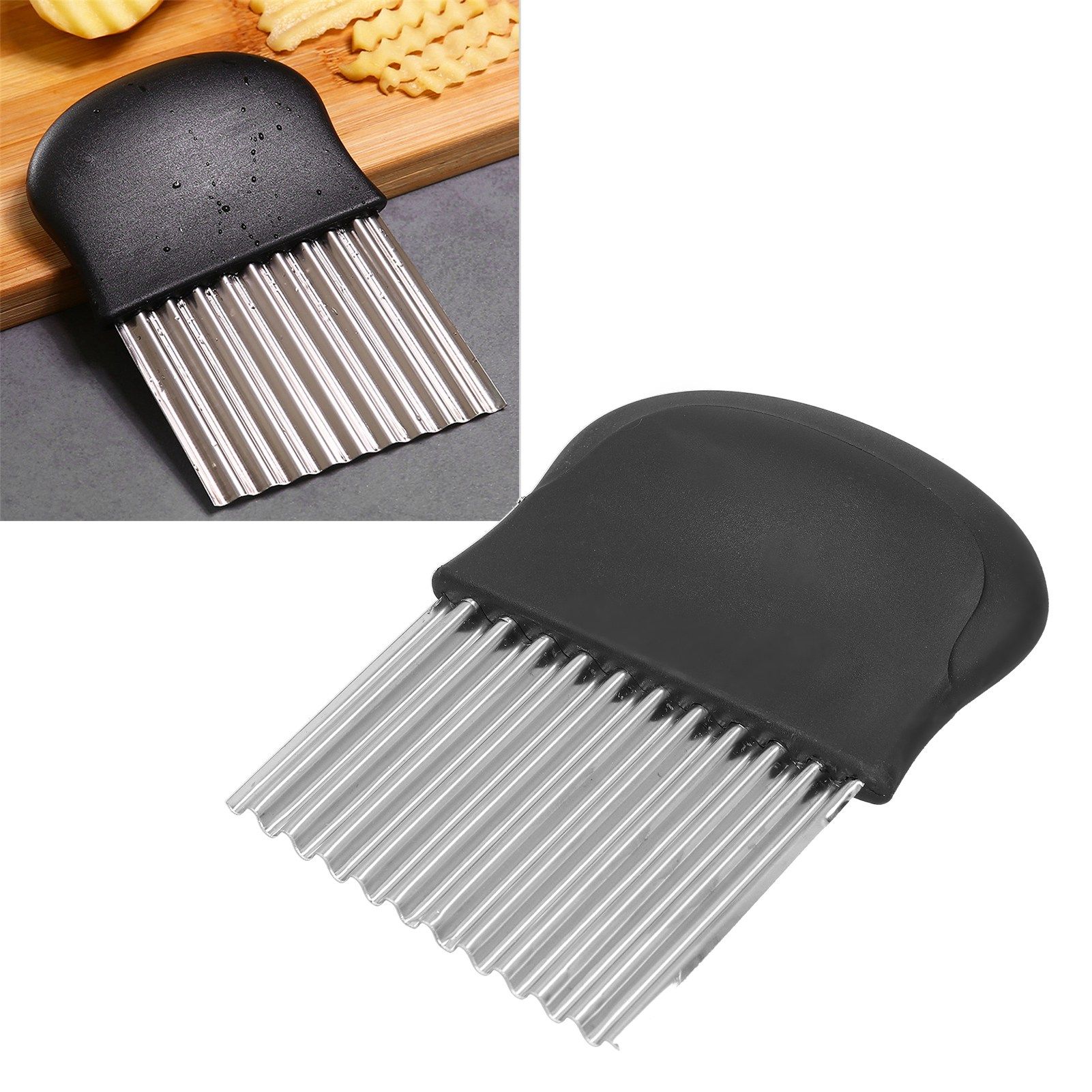 Wavy Potato Knife Cutter with Handle French Fries Chip Cutting Tool Kitchen view 12